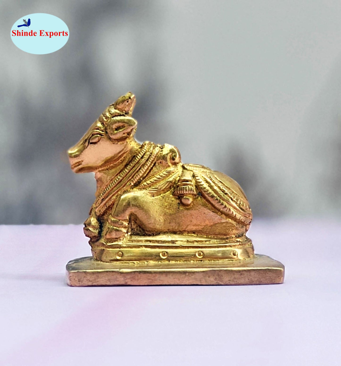 SHINDE EXPORTS Small Brass Nandi Idol Statue vastu Bull murti for Pooja at mandir Home