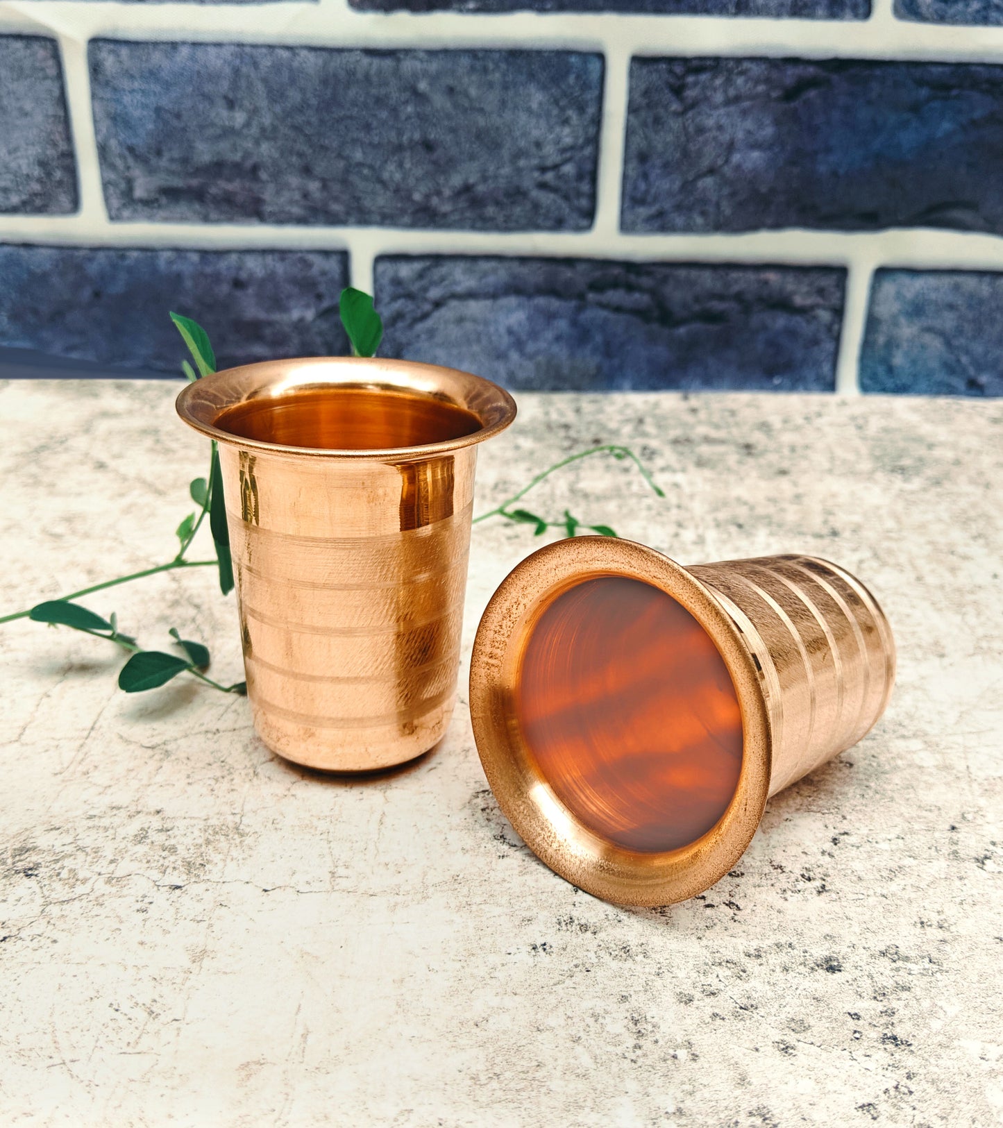 SHINDE EXPORTS tamba copper glass set of 2 glasses for drinking water pooja worship