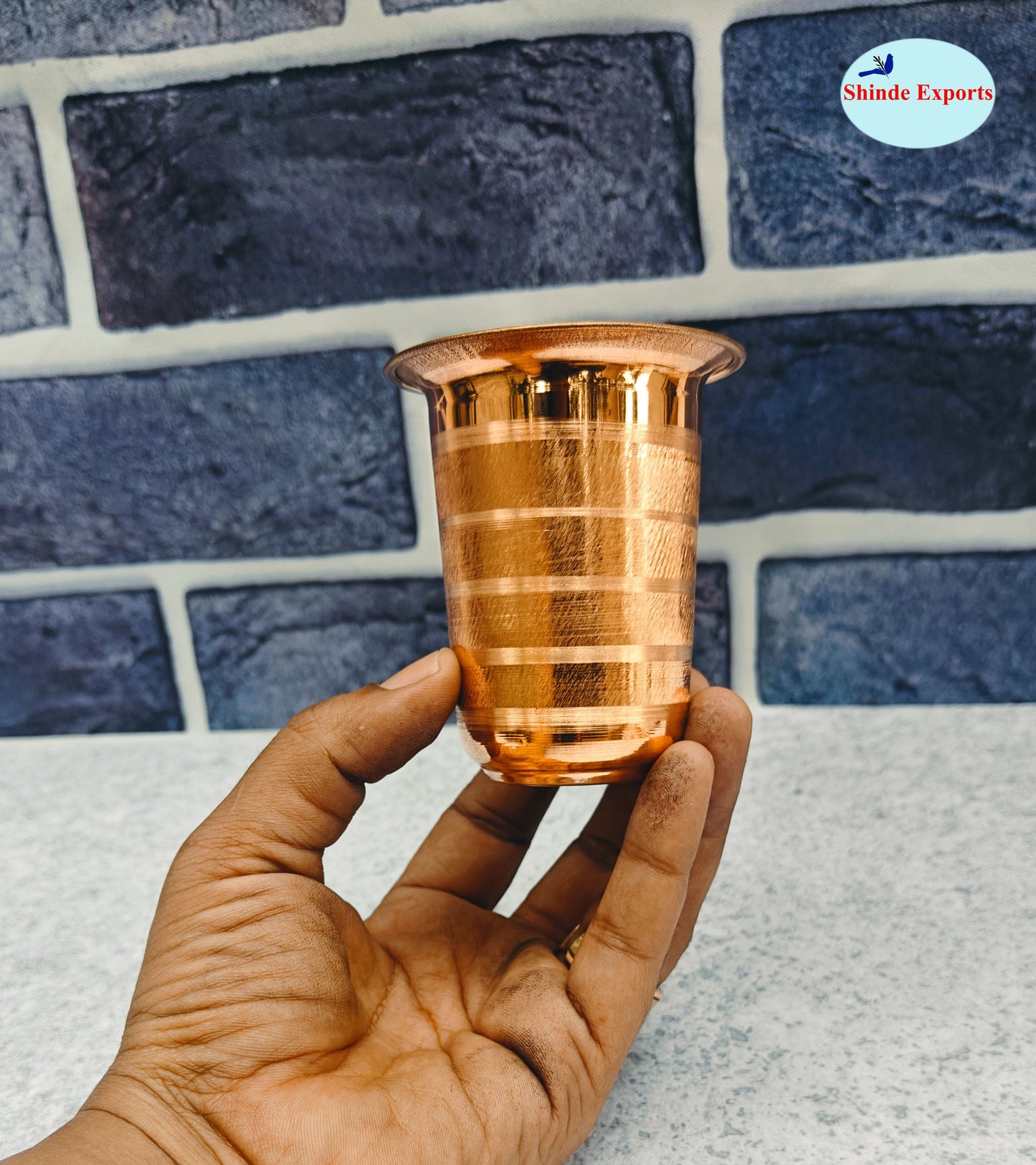 SHINDE EXPORTS tamba copper glass set of 2 glasses for drinking water pooja worship