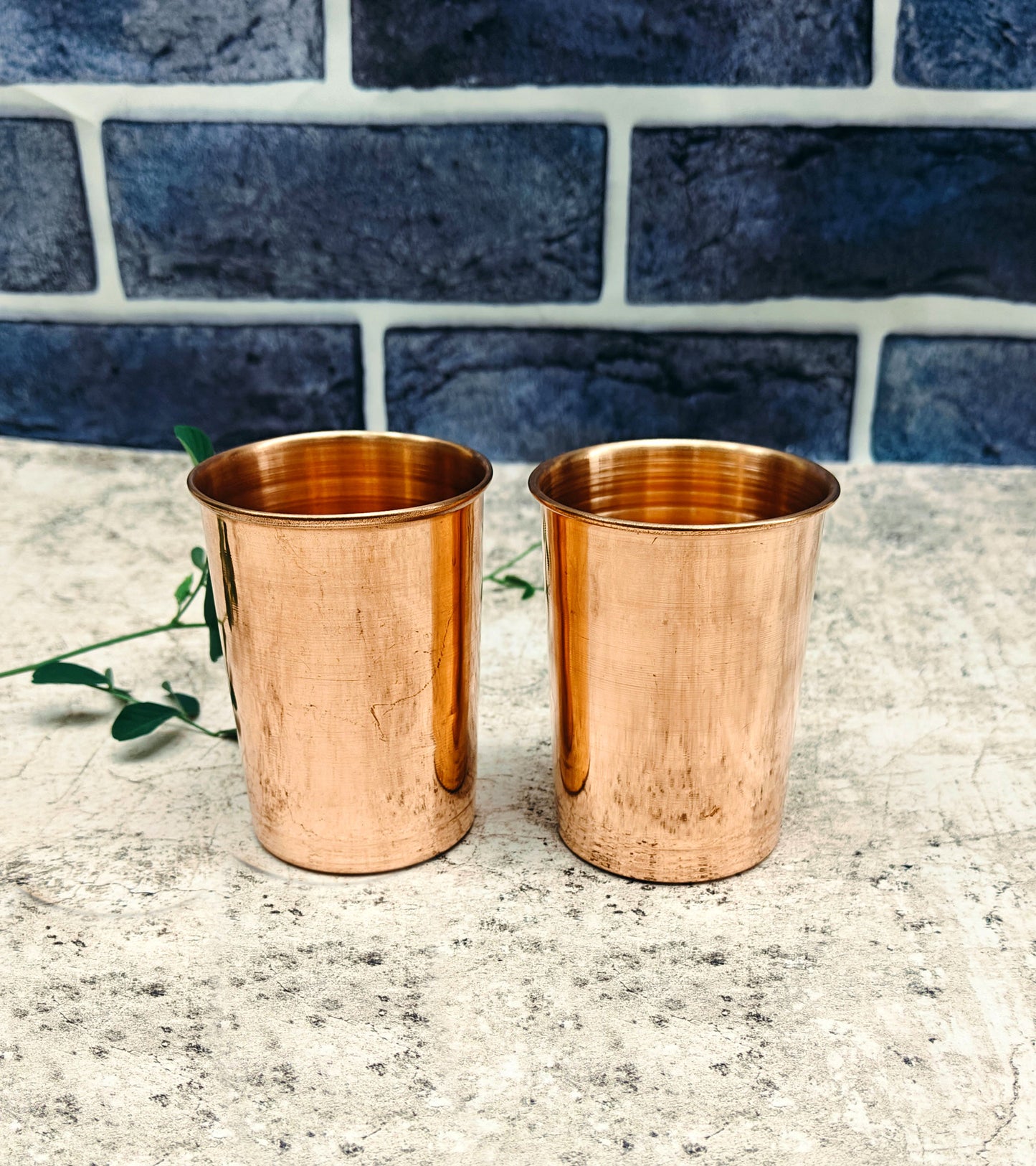 SHINDE EXPORTS tamba copper glass set of 2 glasses for drinking water pooja worship