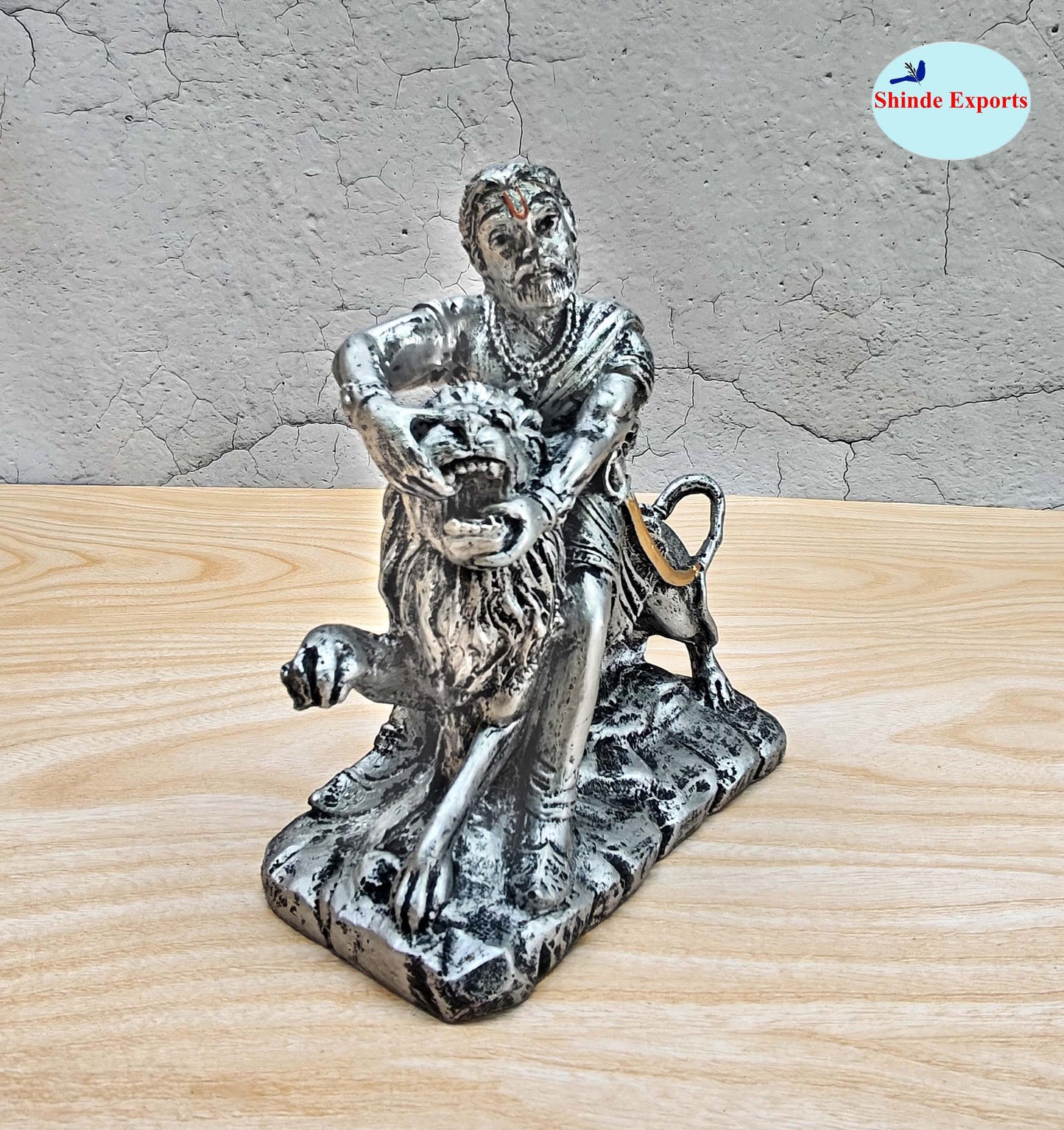 SHINDE EXPORTS chatrapati sambhaji maharaj statue murti idol with lion for car