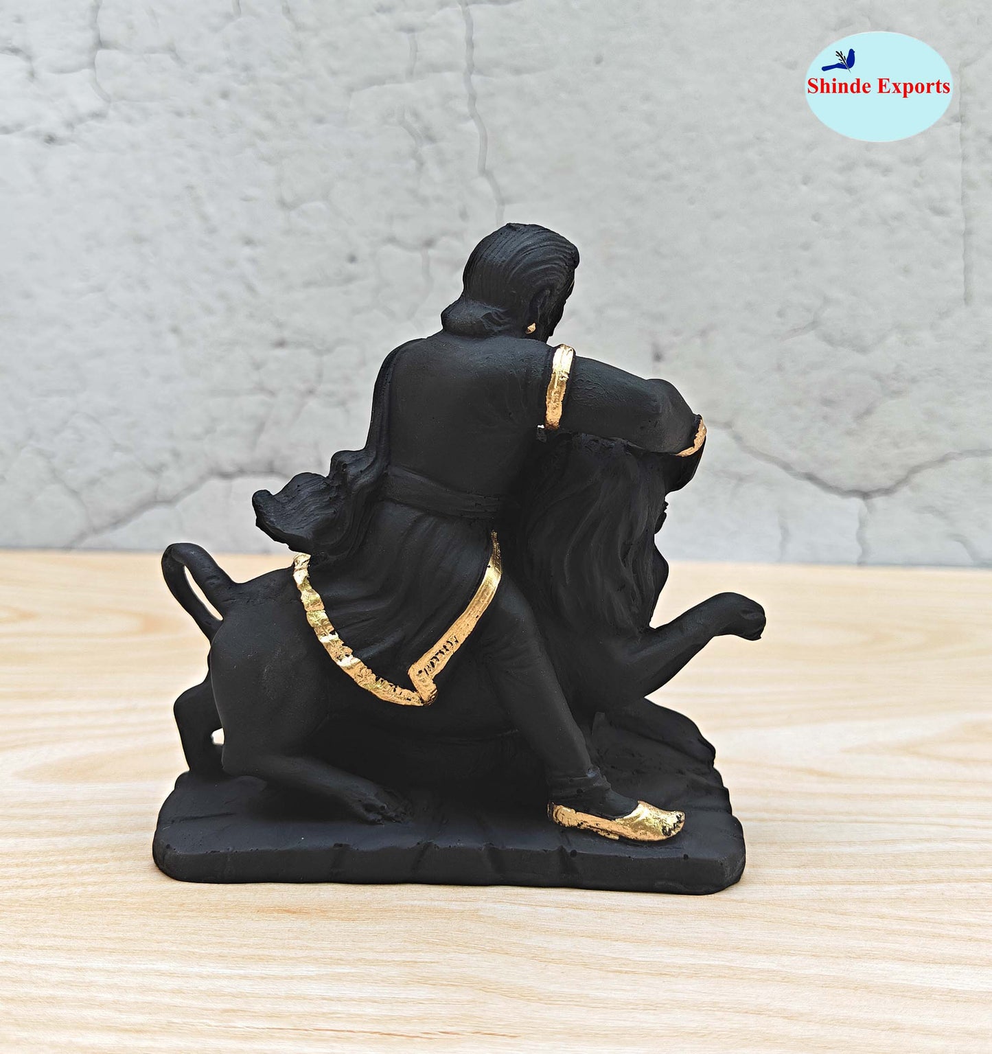 SHINDE EXPORTS chatrapati sambhaji maharaj statue murti idol with lion for car