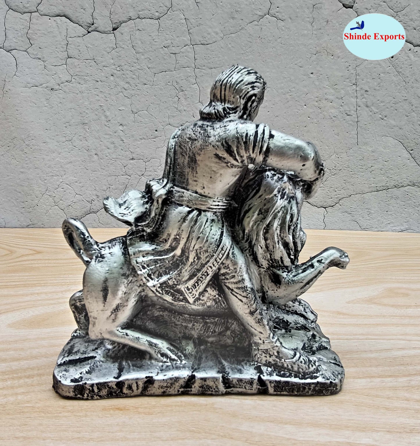 SHINDE EXPORTS chatrapati sambhaji maharaj statue murti idol with lion for car