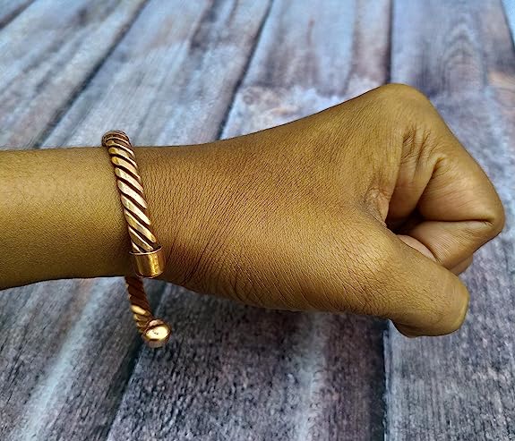 SHINDE EXPORTS Pure Copper Adjustable Kada Bracelet for Men & Women| Magnetic Copper Healing Hand Cuff/Bangle Kada for Unisex Adult