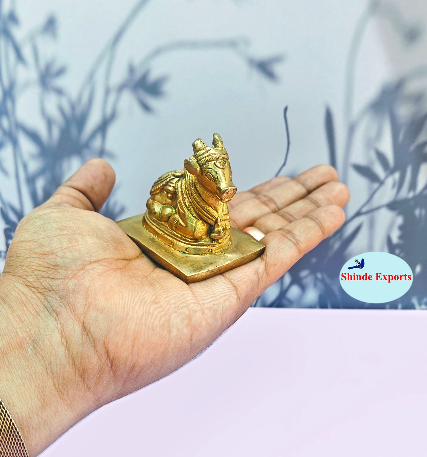 SHINDE EXPORTS Small Brass Nandi Idol Statue vastu Bull murti for Pooja at mandir Home