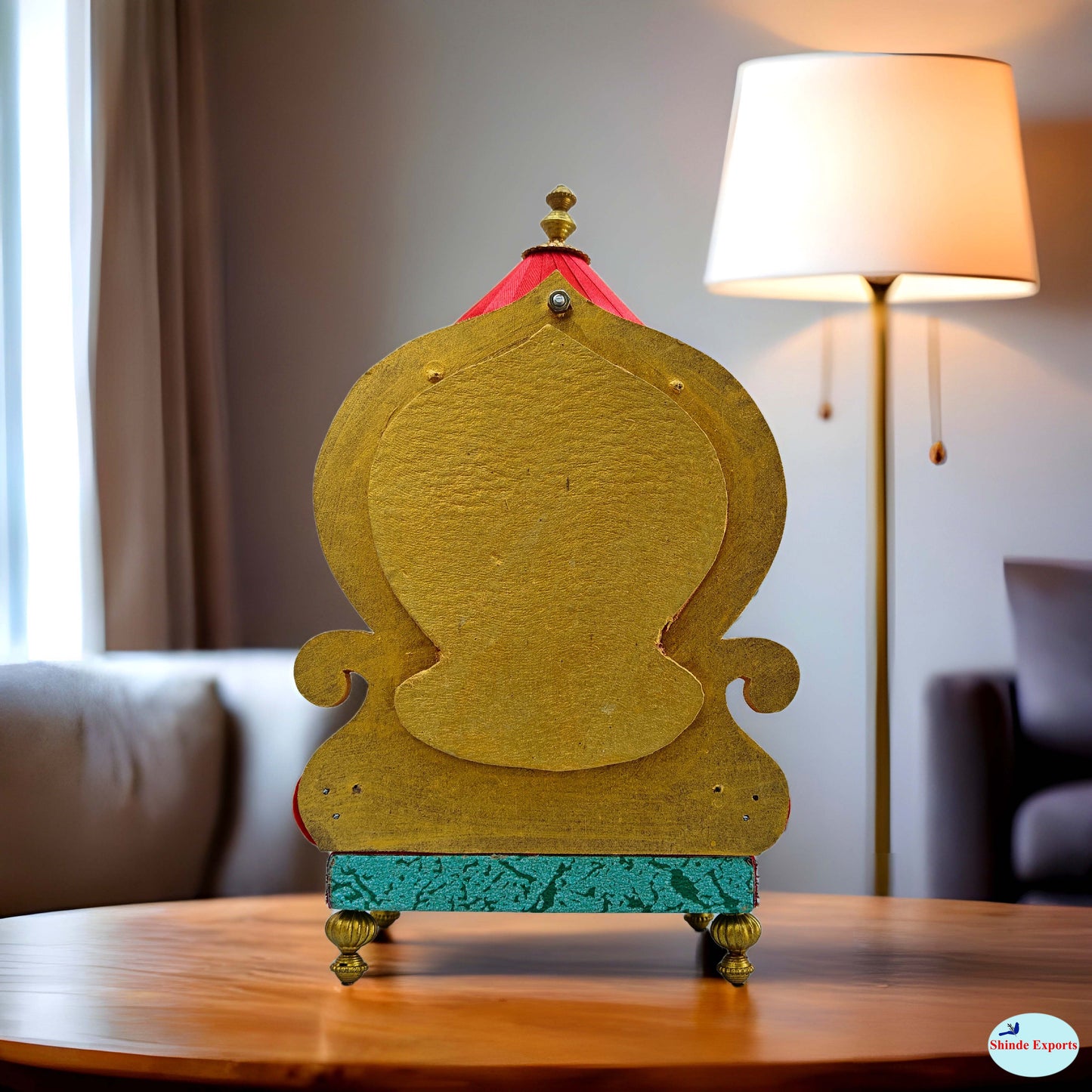 SHINDE EXPORTS wooden singhasan for god laddu gopal big size 11 inches laxmi ganesh puja throne