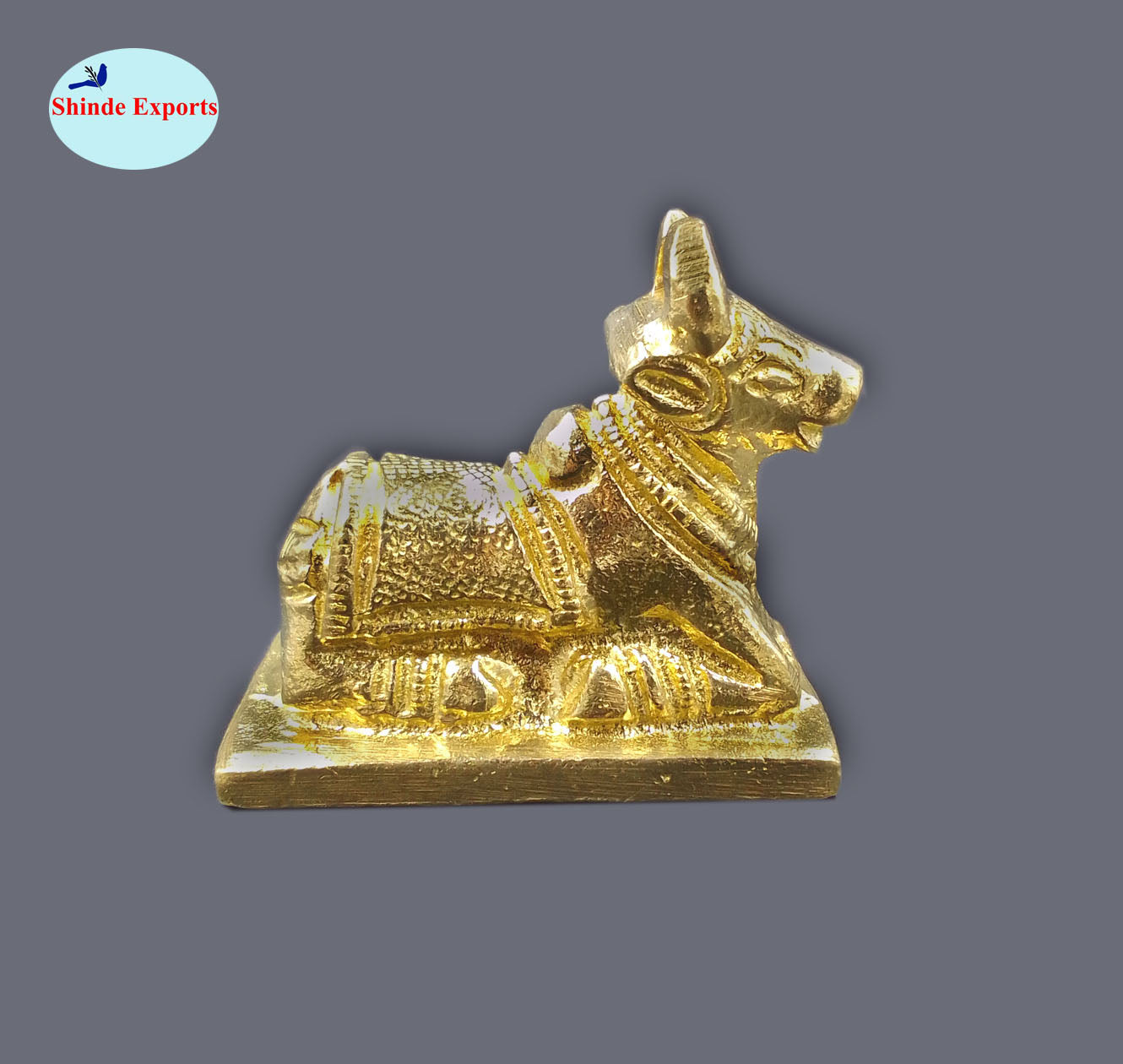 SHINDE EXPORTS Small Brass Nandi Idol Statue vastu Bull murti for Pooja at mandir Home