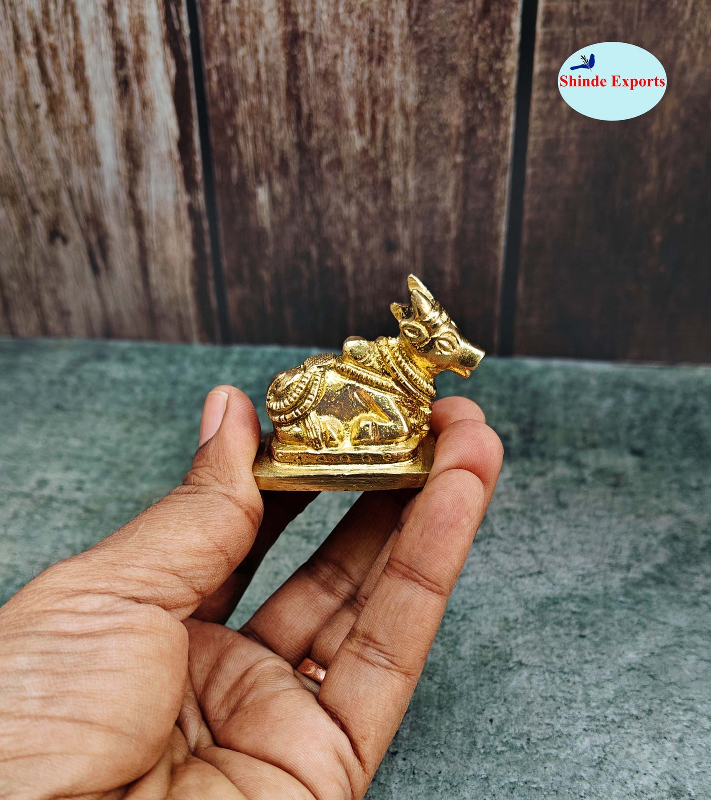 SHINDE EXPORTS Small Brass Nandi Idol Statue vastu Bull murti for Pooja at mandir Home