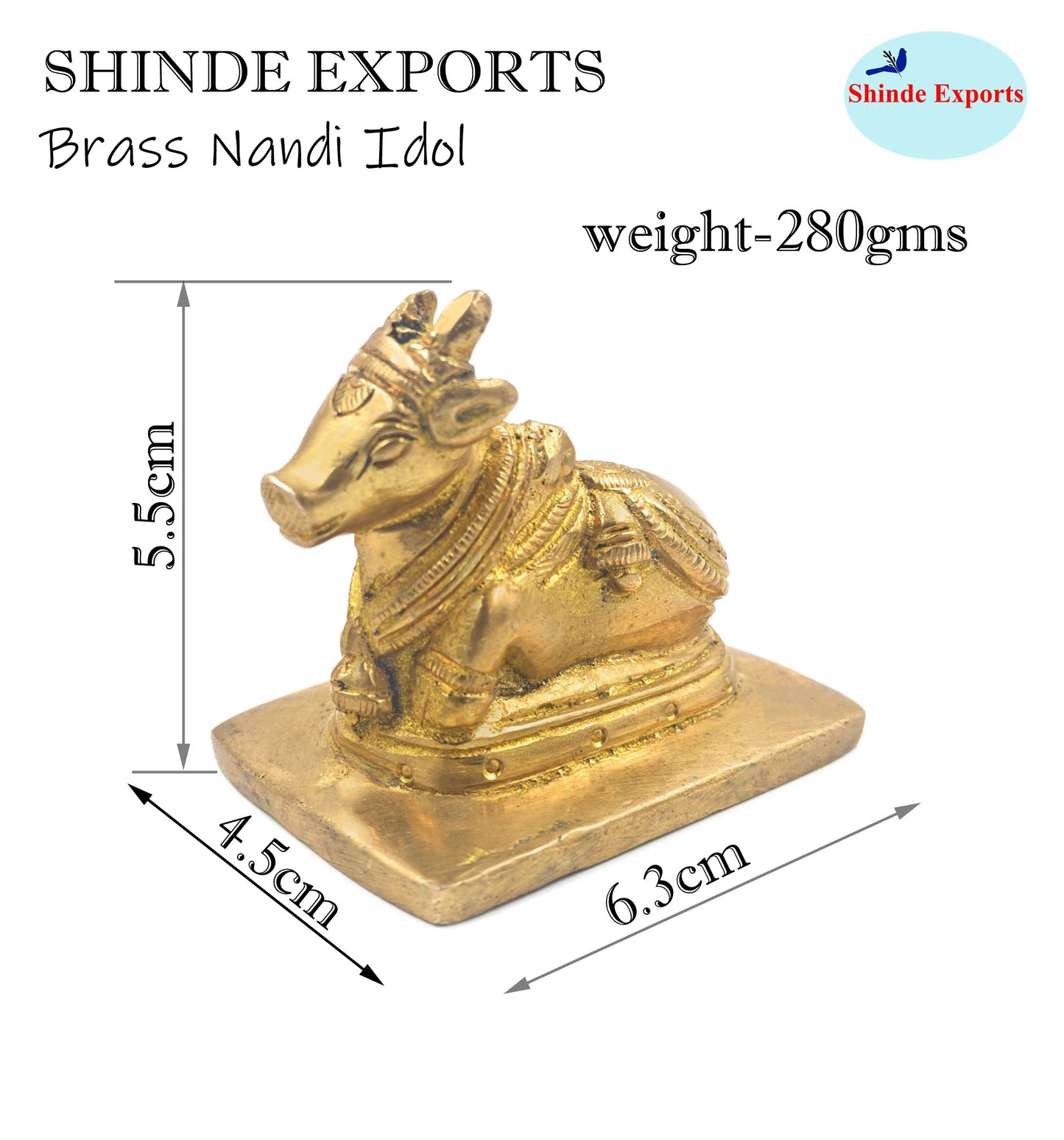 SHINDE EXPORTS Small Brass Nandi Idol Statue vastu Bull murti for Pooja at mandir Home
