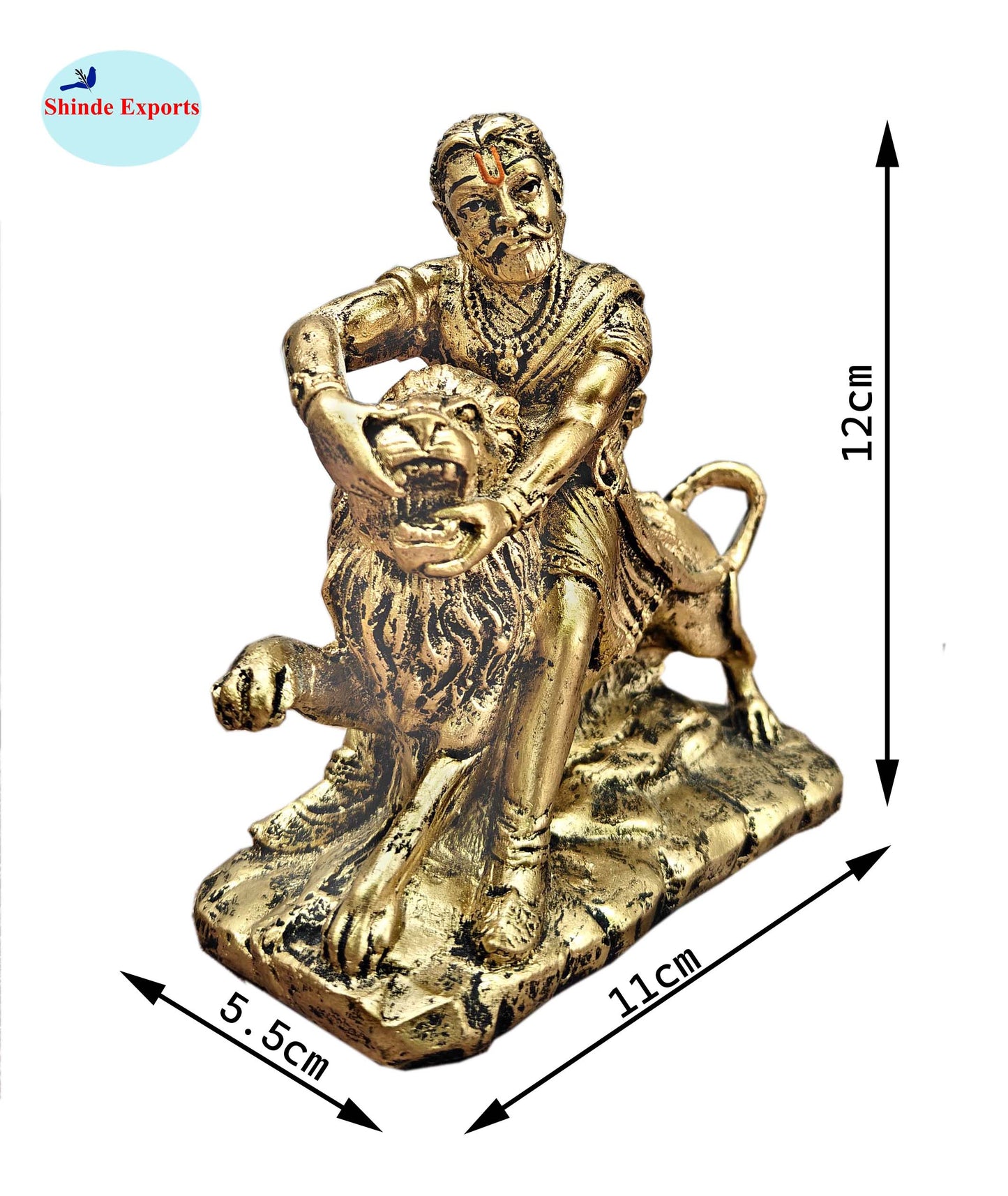 SHINDE EXPORTS chatrapati sambhaji maharaj statue murti idol with lion for car