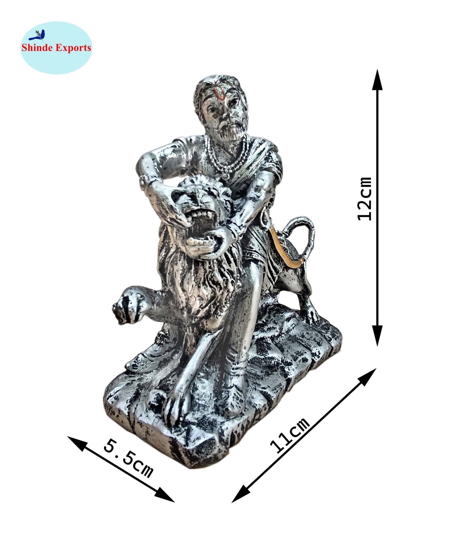 SHINDE EXPORTS chatrapati sambhaji maharaj statue murti idol with lion for car
