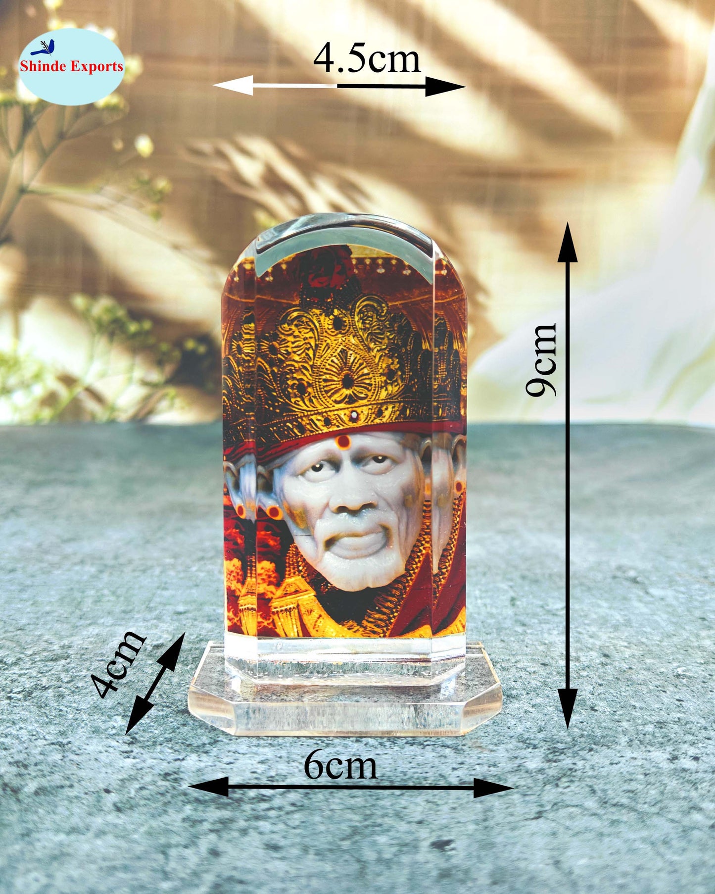 SHINDE EXPORTS shirdi Sai Baba car Dashboard Idol Cum Desk Stand 3.5 inches