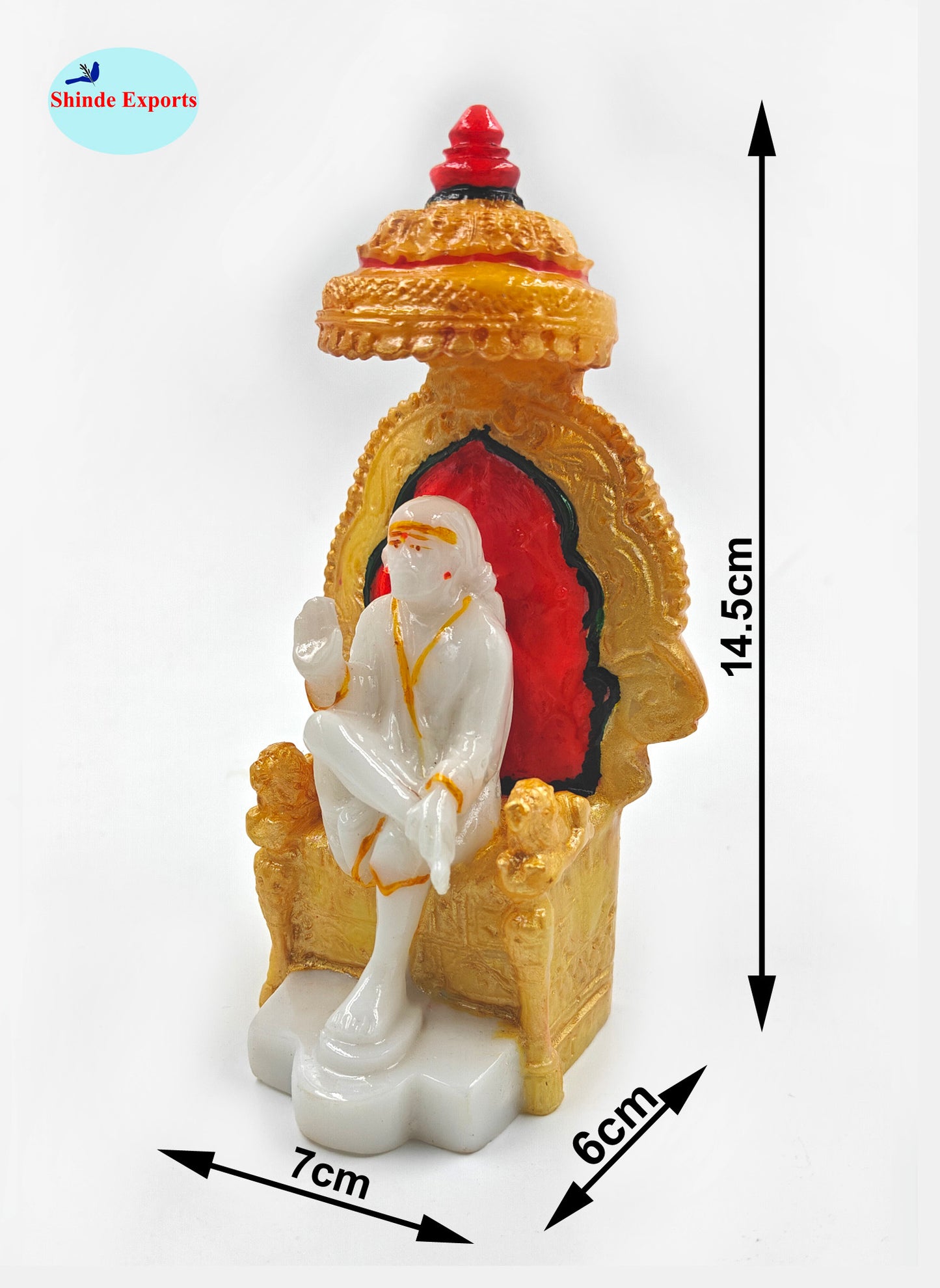 SHINDE EXPORTS shirdi saibaba Marble Idol Statue murti Home Murty for car