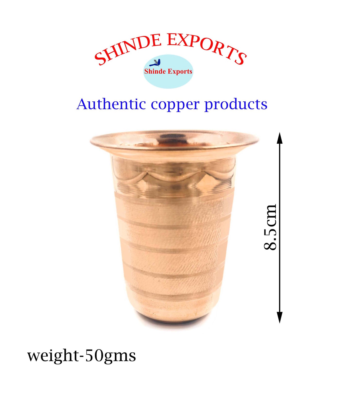SHINDE EXPORTS tamba copper glass set of 2 glasses for drinking water pooja worship