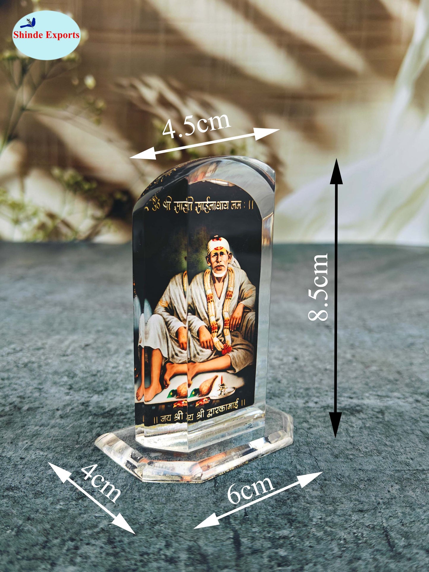 SHINDE EXPORTS shirdi Sai Baba car Dashboard Idol Cum Desk Stand 3.5 inches