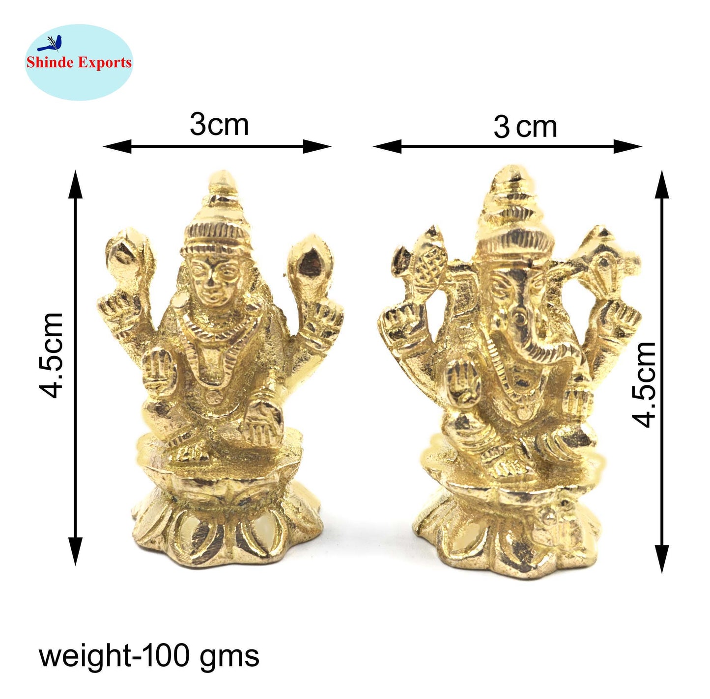 SHINDE EXPORTS small brass laxmi ganesh murti idol statue 4.5cm Miniature for Home Decor, Pooja Items, Temple