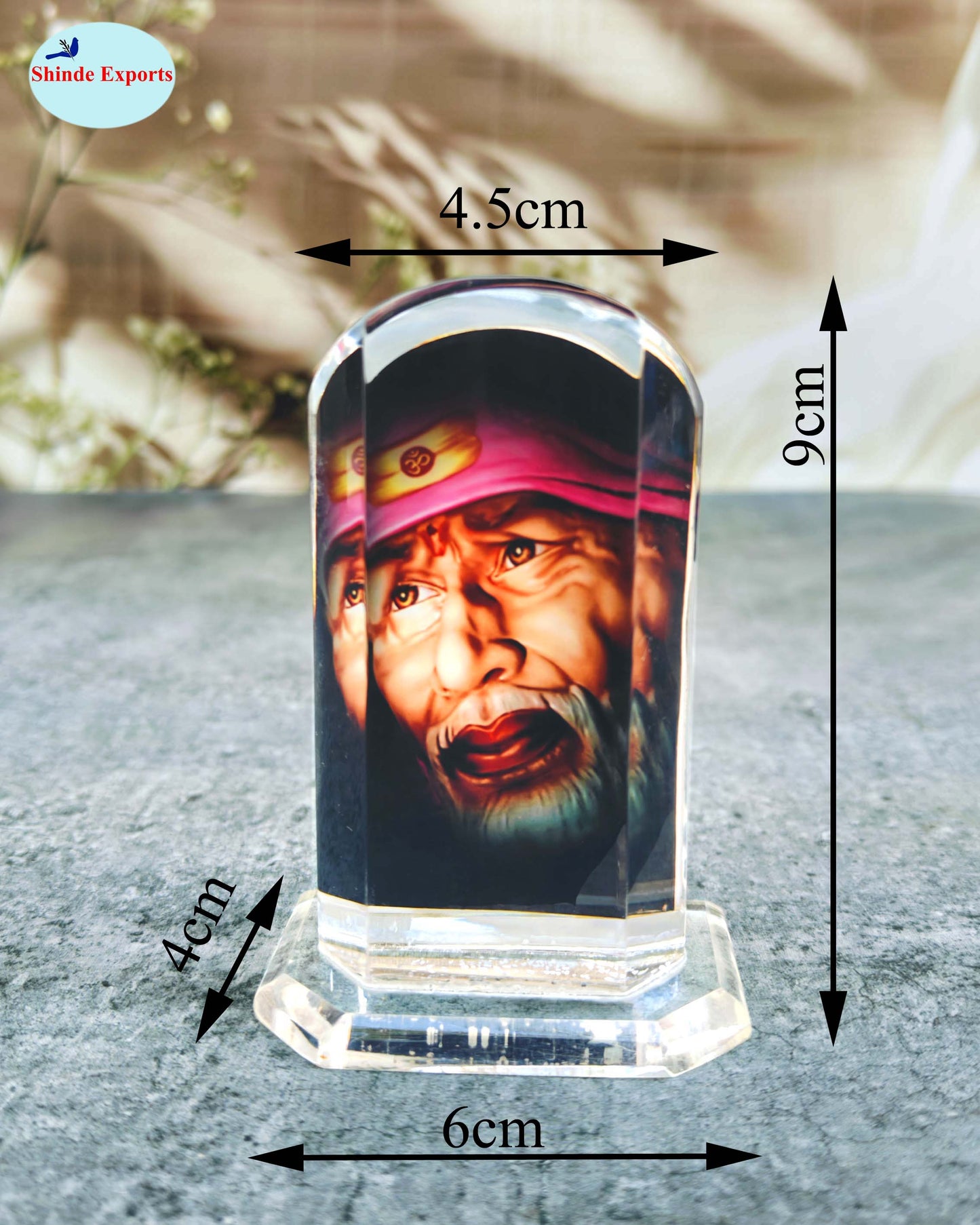 SHINDE EXPORTS shirdi Sai Baba car Dashboard Idol Cum Desk Stand 3.5 inches