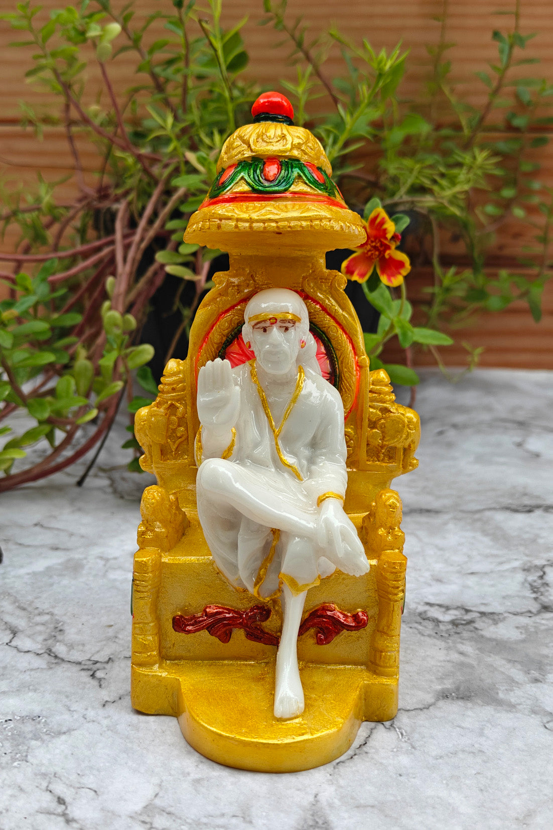 SHINDE EXPORTS shirdi saibaba Marble Idol Statue murti Home Murty for car