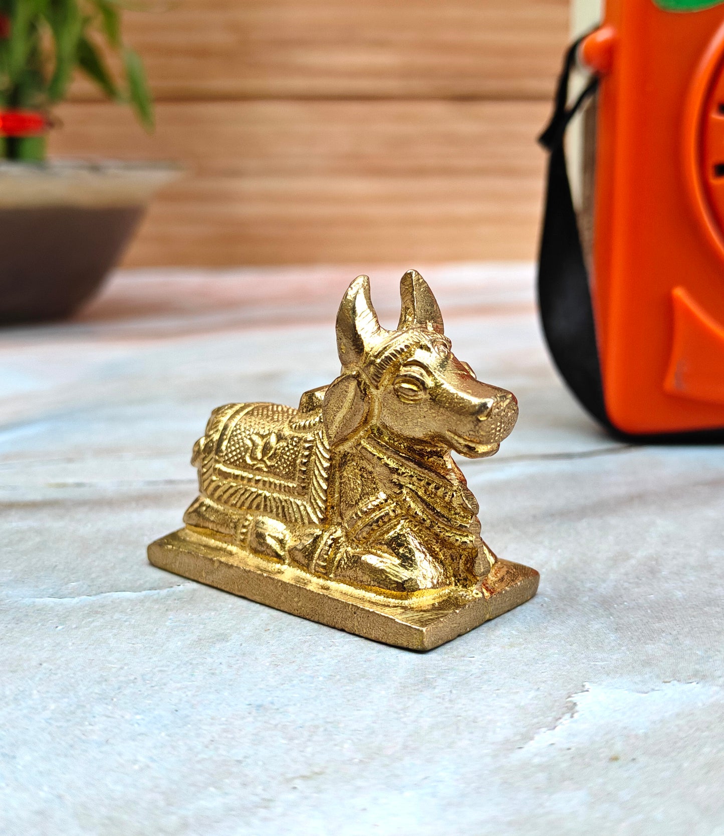 SHINDE EXPORTS Small Brass Nandi Idol Statue vastu Bull murti for Pooja at mandir Home