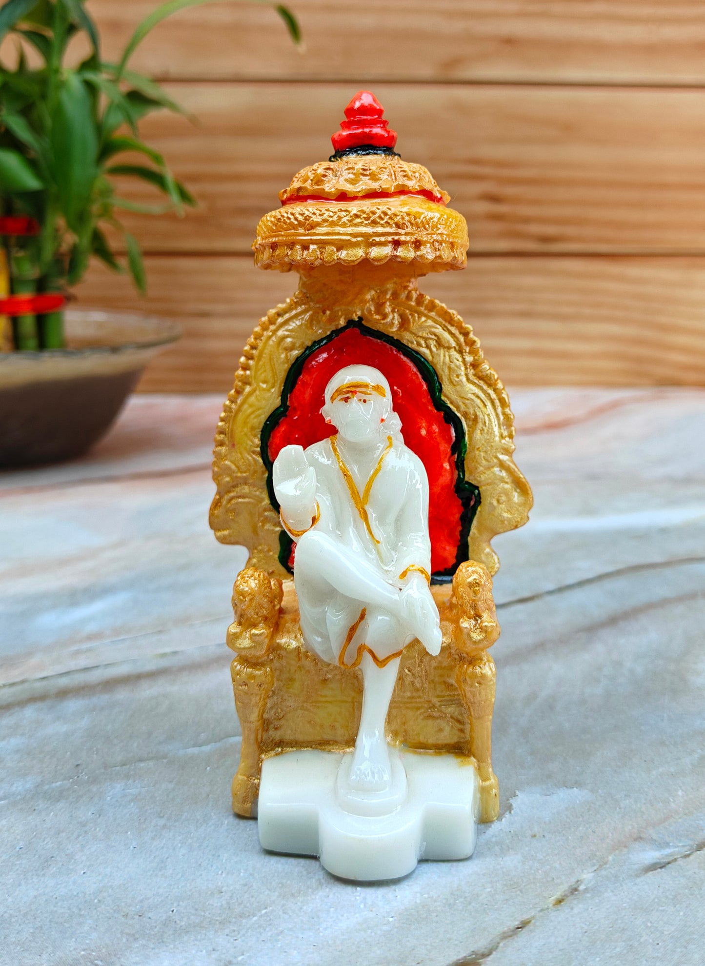 SHINDE EXPORTS shirdi saibaba Marble Idol Statue murti Home Murty for car