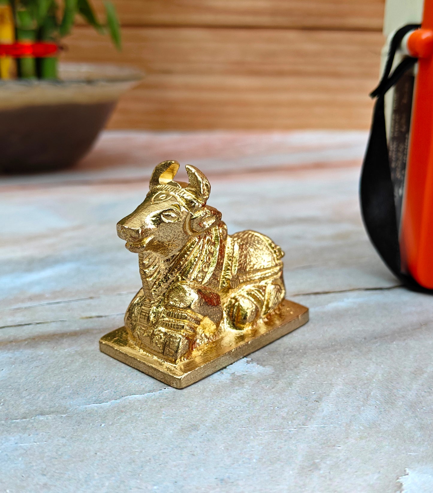 SHINDE EXPORTS Small Brass Nandi Idol Statue vastu Bull murti for Pooja at mandir Home