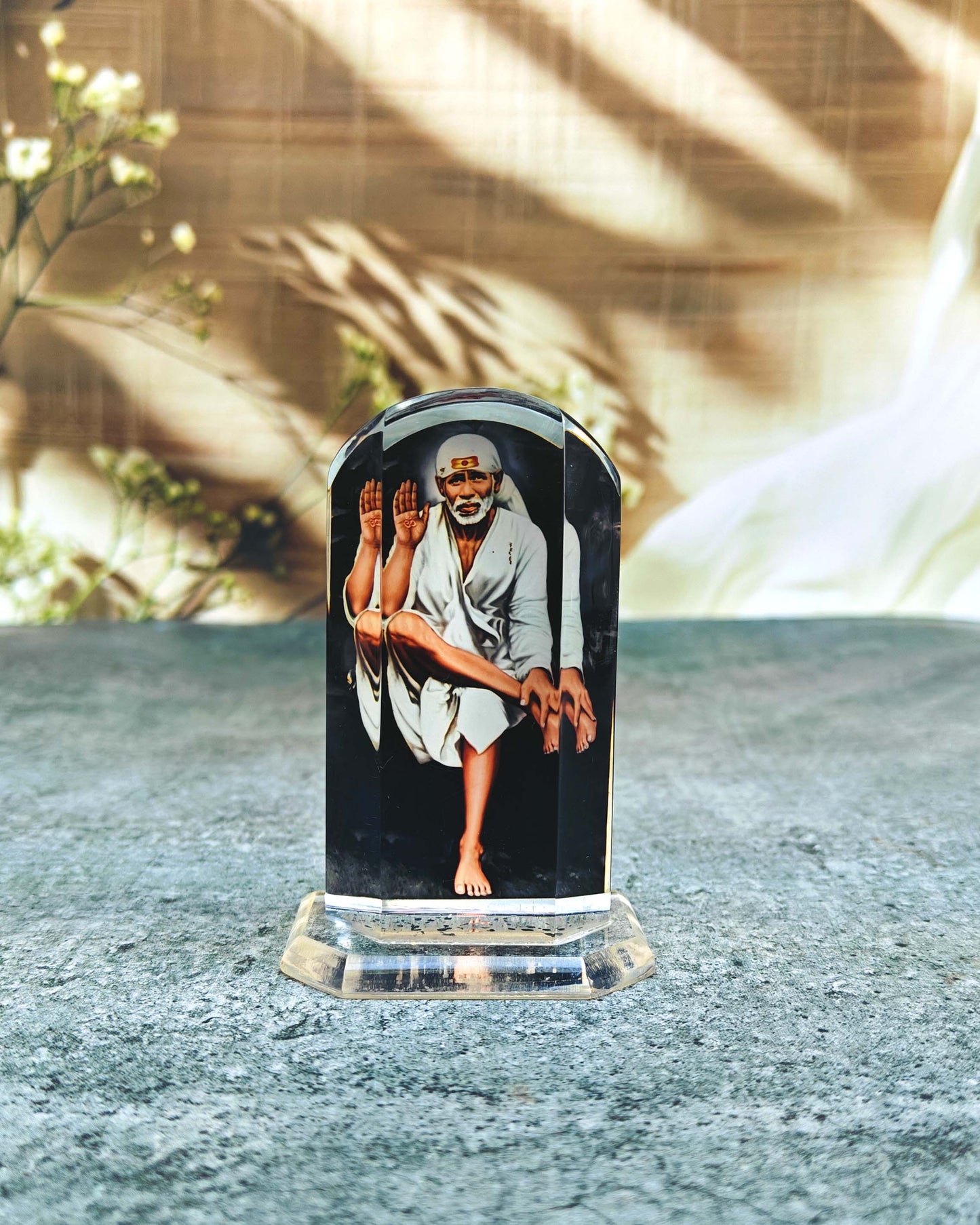SHINDE EXPORTS shirdi Sai Baba car Dashboard Idol Cum Desk Stand 3.5 inches