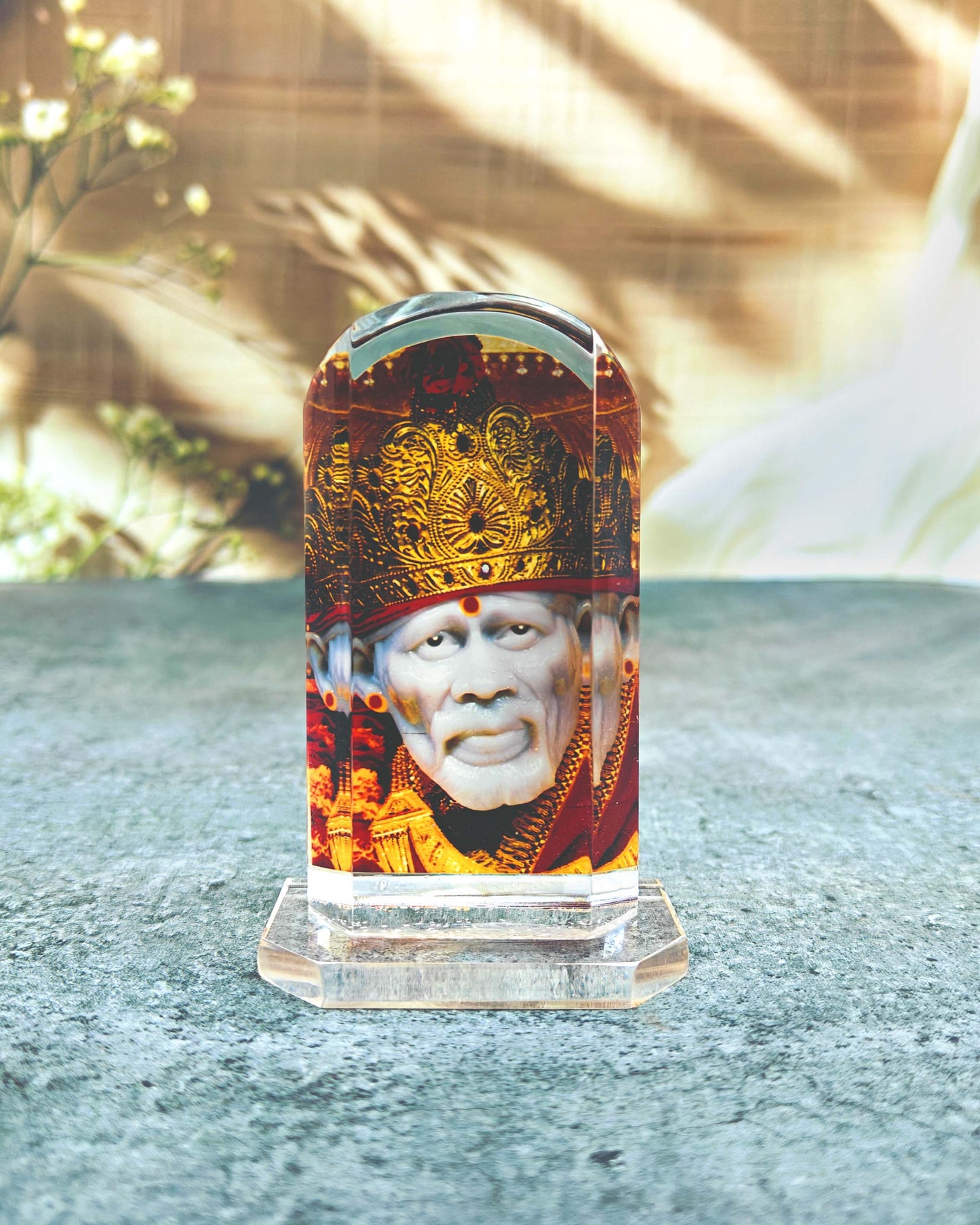 SHINDE EXPORTS shirdi Sai Baba car Dashboard Idol Cum Desk Stand 3.5 inches
