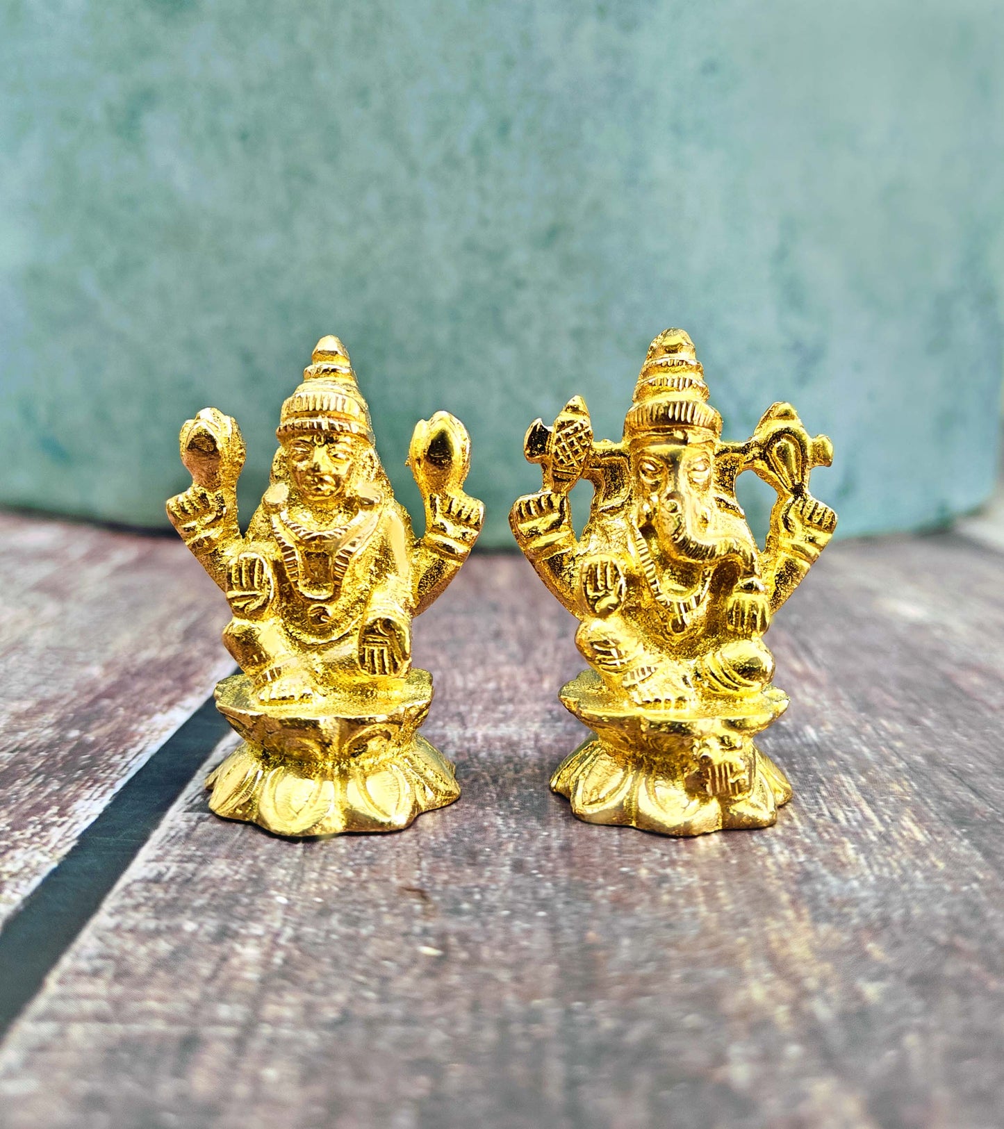 SHINDE EXPORTS small brass laxmi ganesh murti idol statue 4.5cm Miniature for Home Decor, Pooja Items, Temple