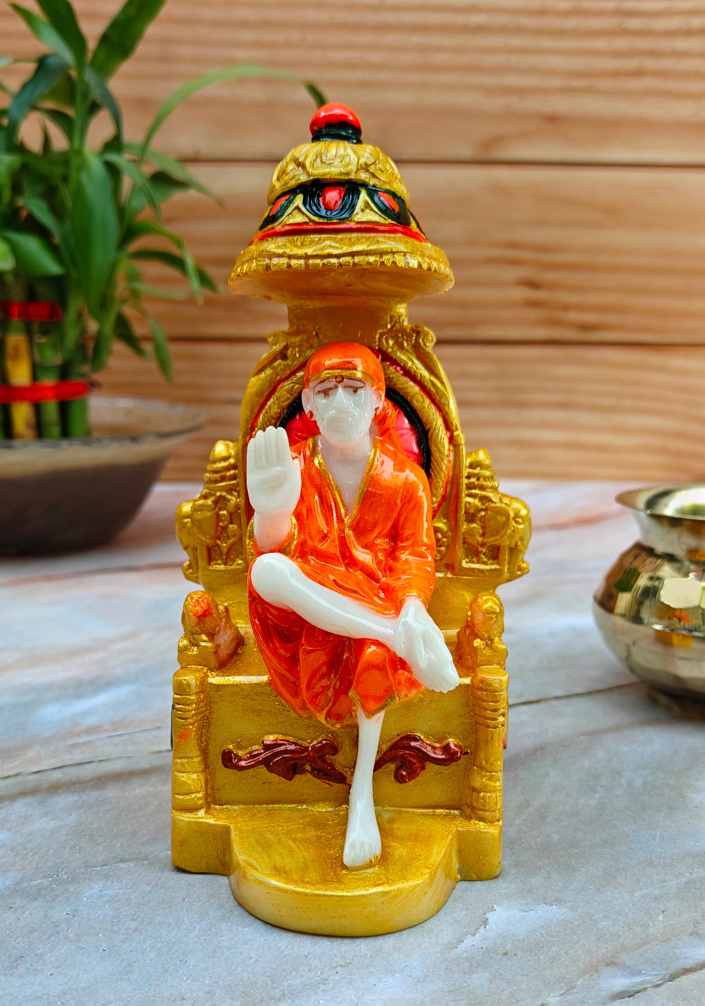 SHINDE EXPORTS shirdi saibaba Marble Idol Statue murti Home Murty for car