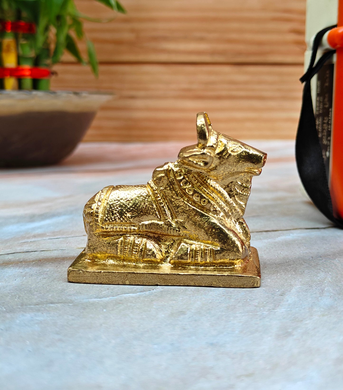 SHINDE EXPORTS Small Brass Nandi Idol Statue vastu Bull murti for Pooja at mandir Home