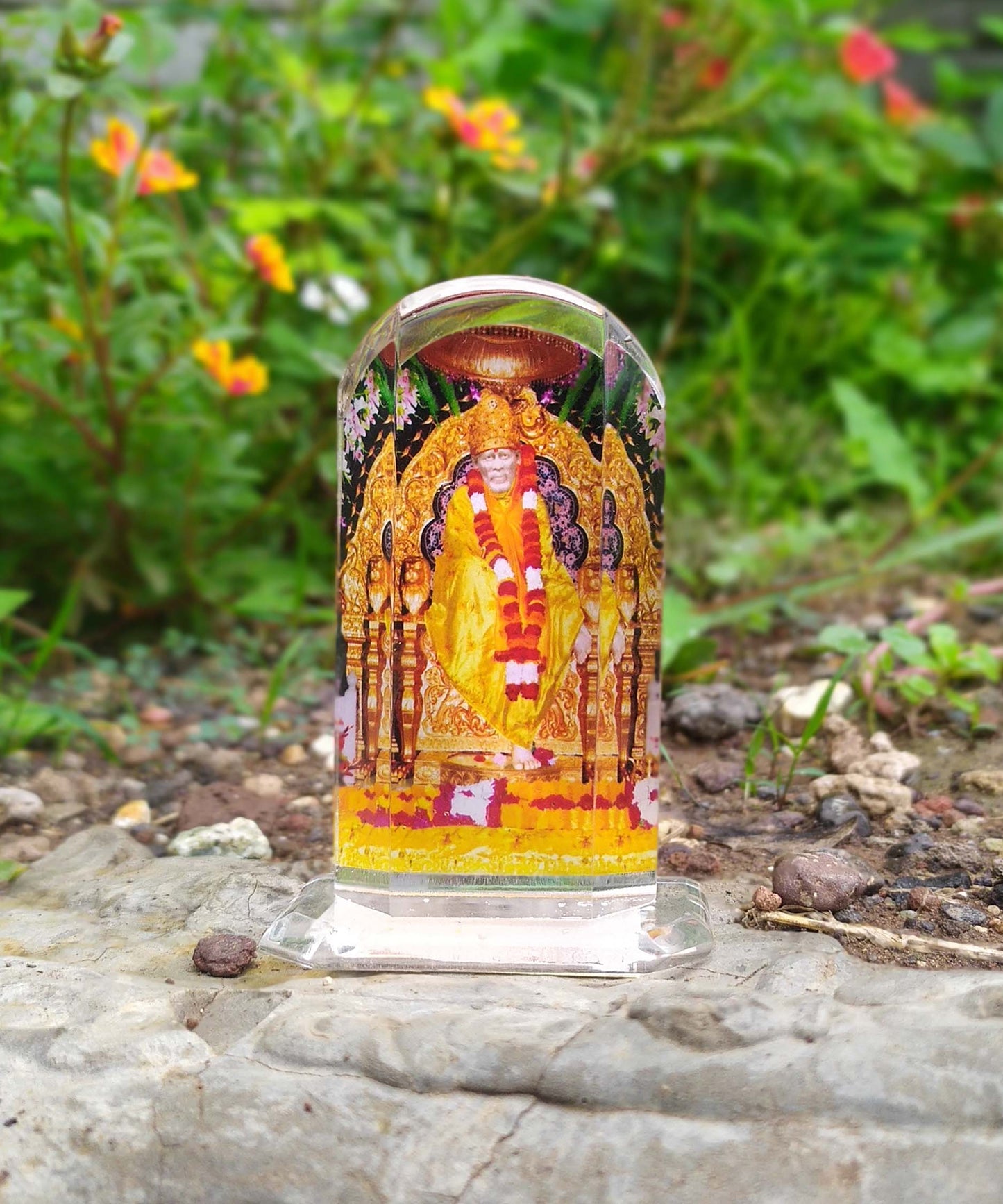 SHINDE EXPORTS shirdi Sai Baba car Dashboard Idol Cum Desk Stand 3.5 inches