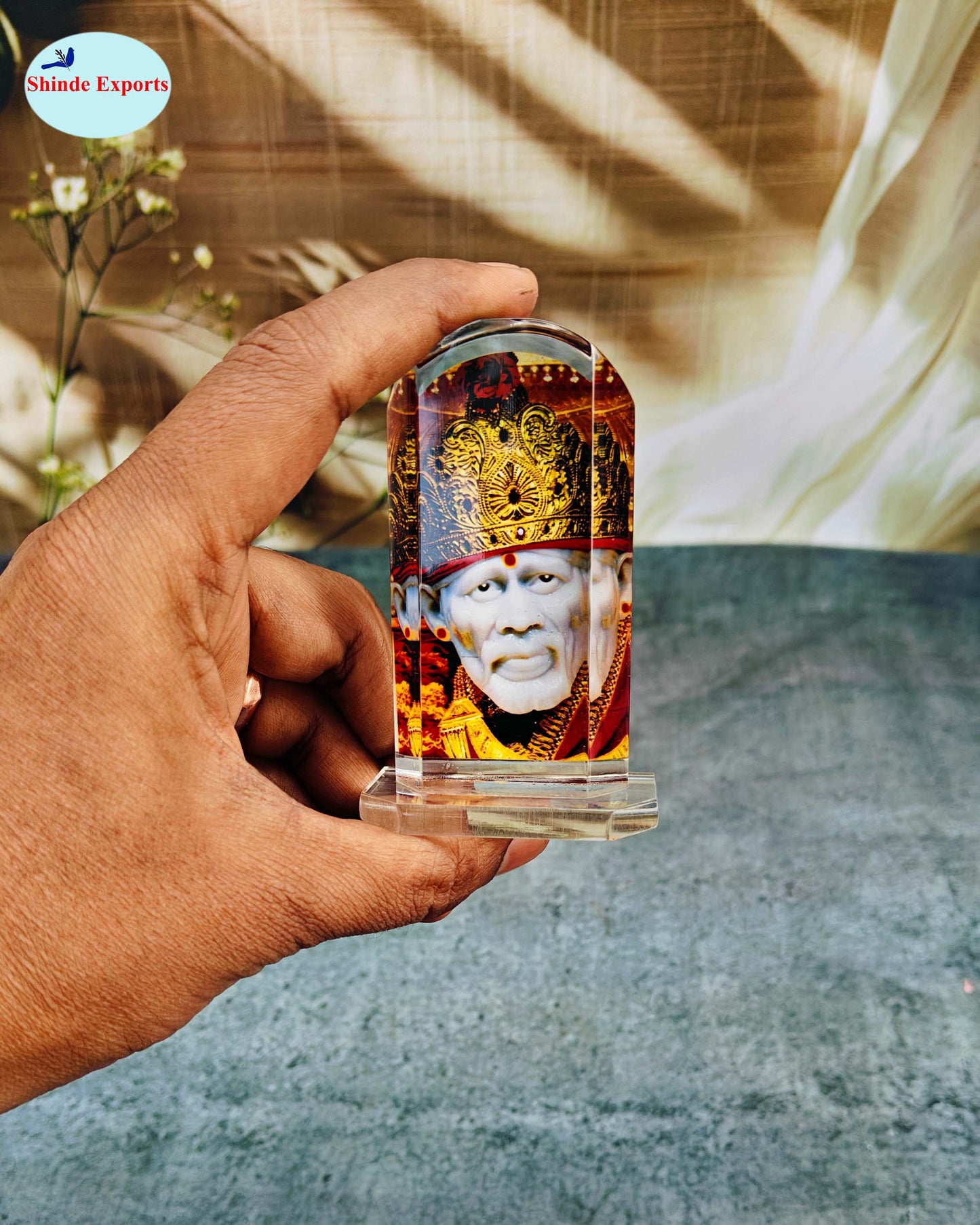 SHINDE EXPORTS shirdi Sai Baba car Dashboard Idol Cum Desk Stand 3.5 inches