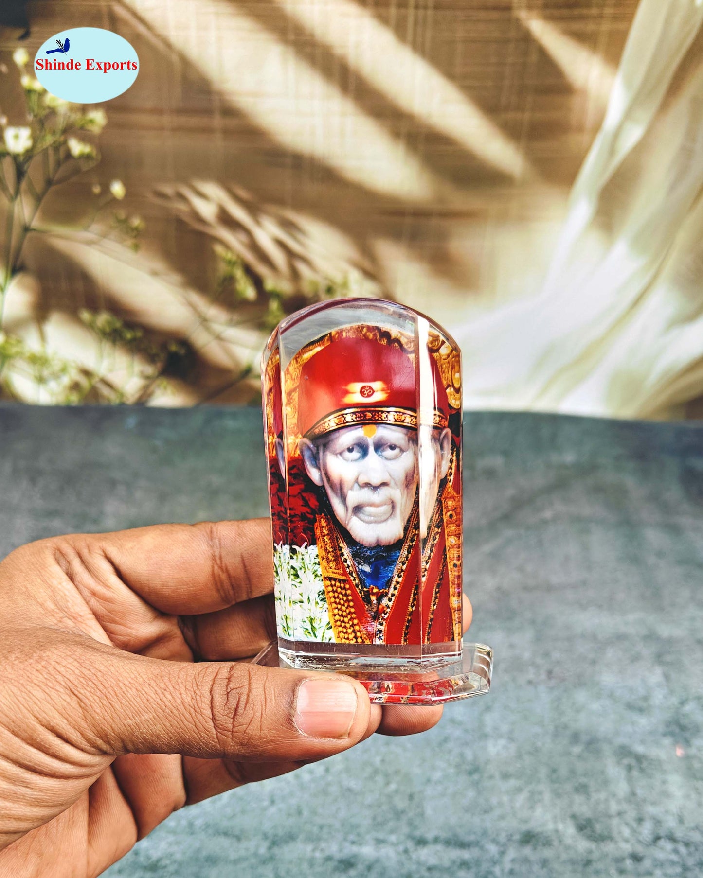 SHINDE EXPORTS shirdi Sai Baba car Dashboard Idol Cum Desk Stand 3.5 inches