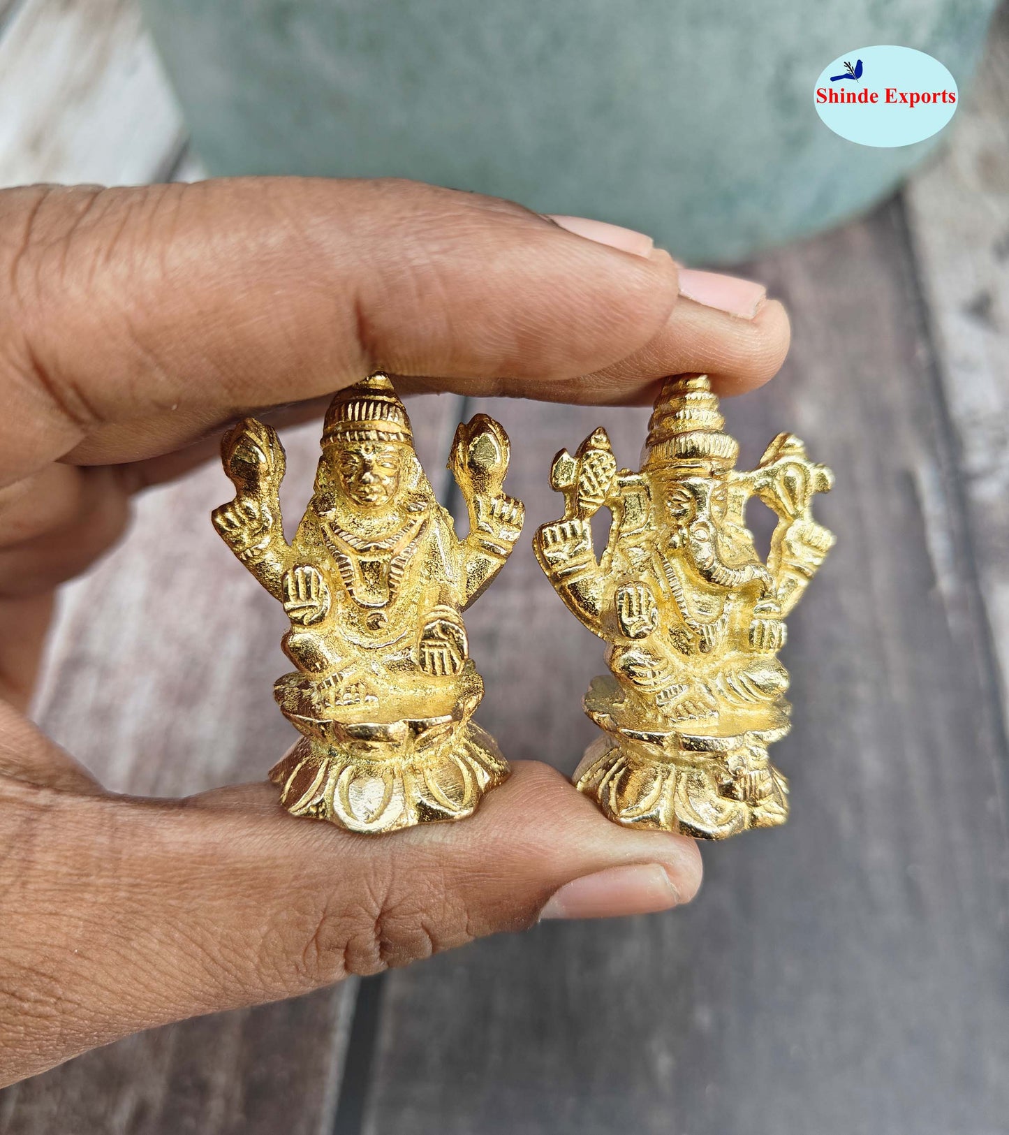 SHINDE EXPORTS small brass laxmi ganesh murti idol statue 4.5cm Miniature for Home Decor, Pooja Items, Temple