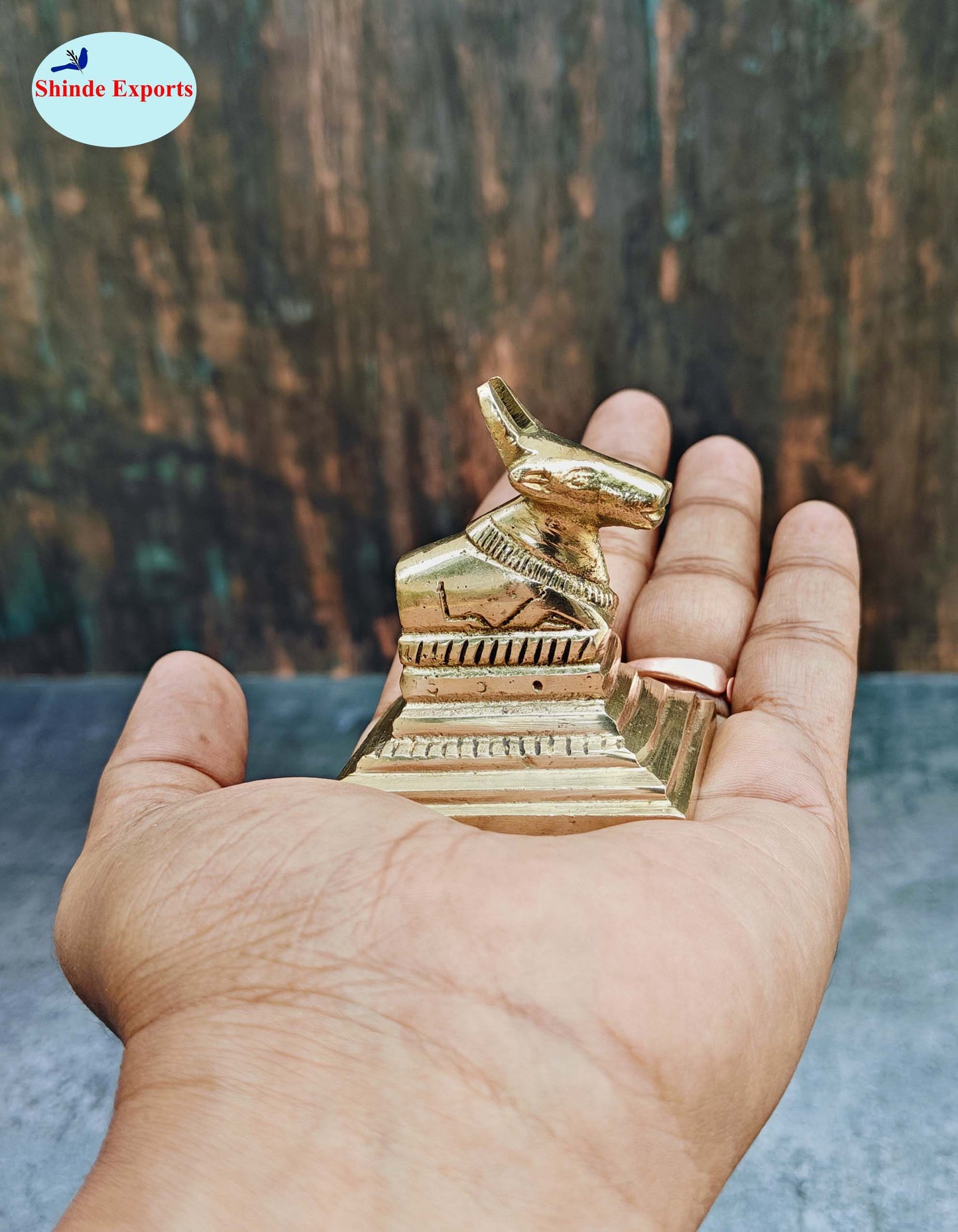 SHINDE EXPORTS Small Brass Nandi Idol Statue vastu Bull murti for Pooja at mandir Home