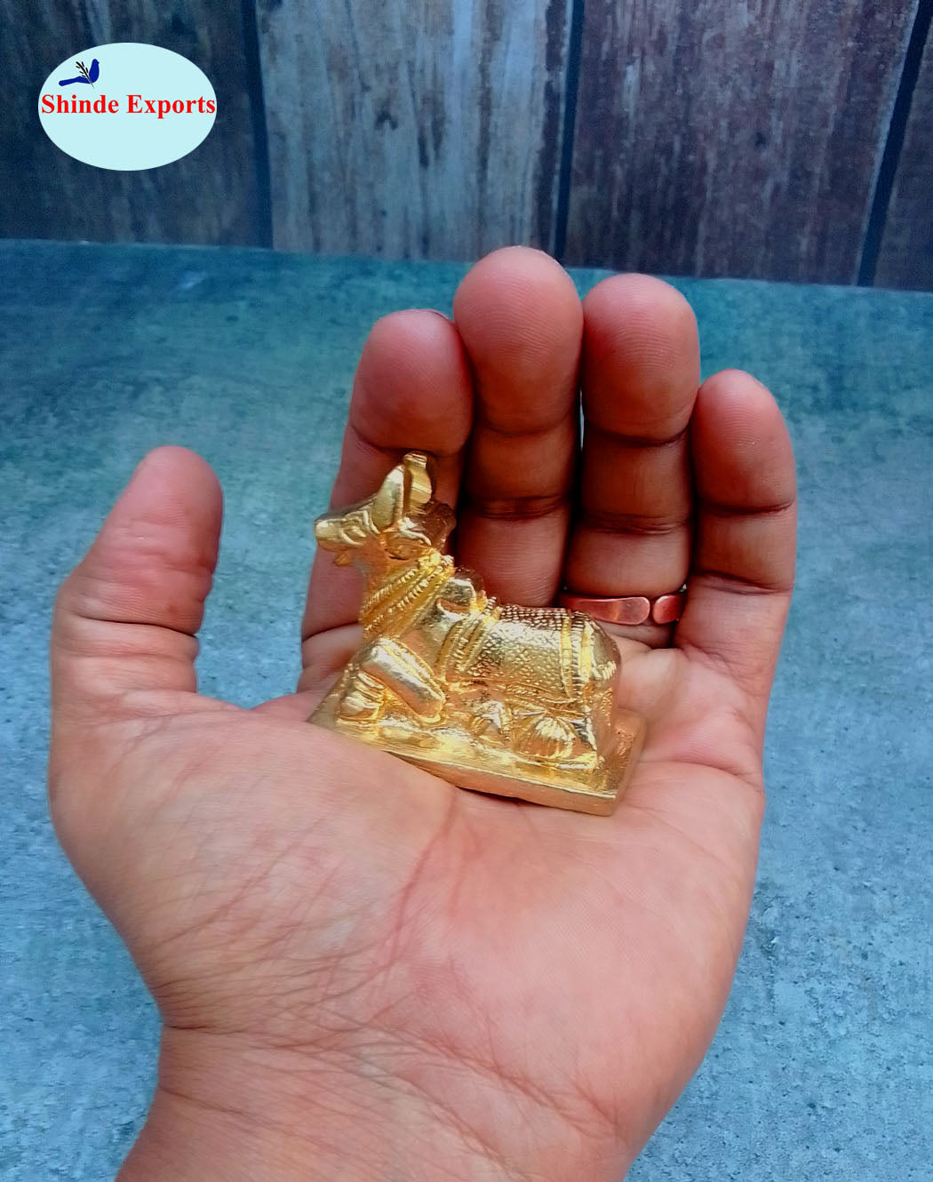SHINDE EXPORTS Small Brass Nandi Idol Statue vastu Bull murti for Pooja at mandir Home