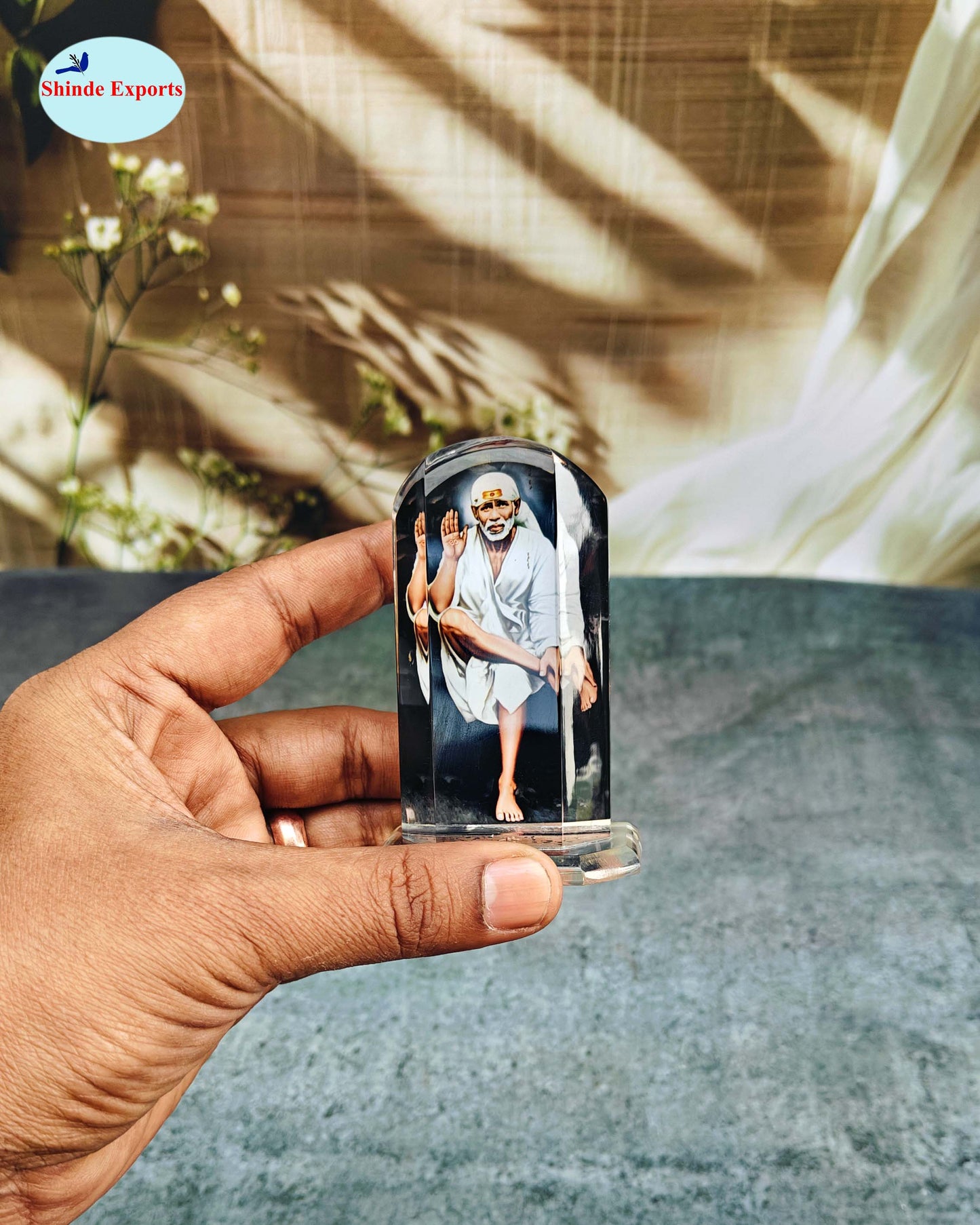 SHINDE EXPORTS shirdi Sai Baba car Dashboard Idol Cum Desk Stand 3.5 inches
