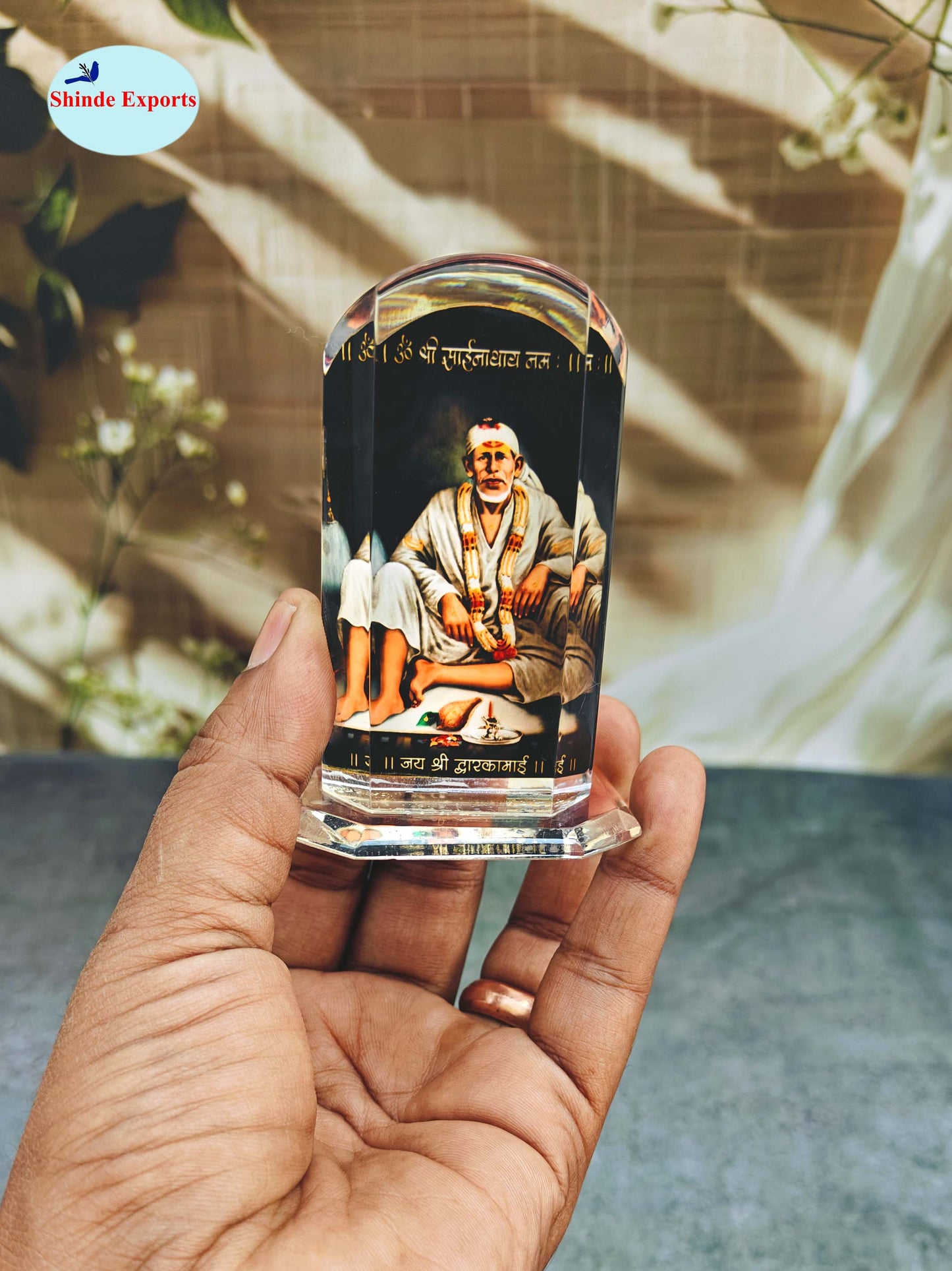 SHINDE EXPORTS shirdi Sai Baba car Dashboard Idol Cum Desk Stand 3.5 inches