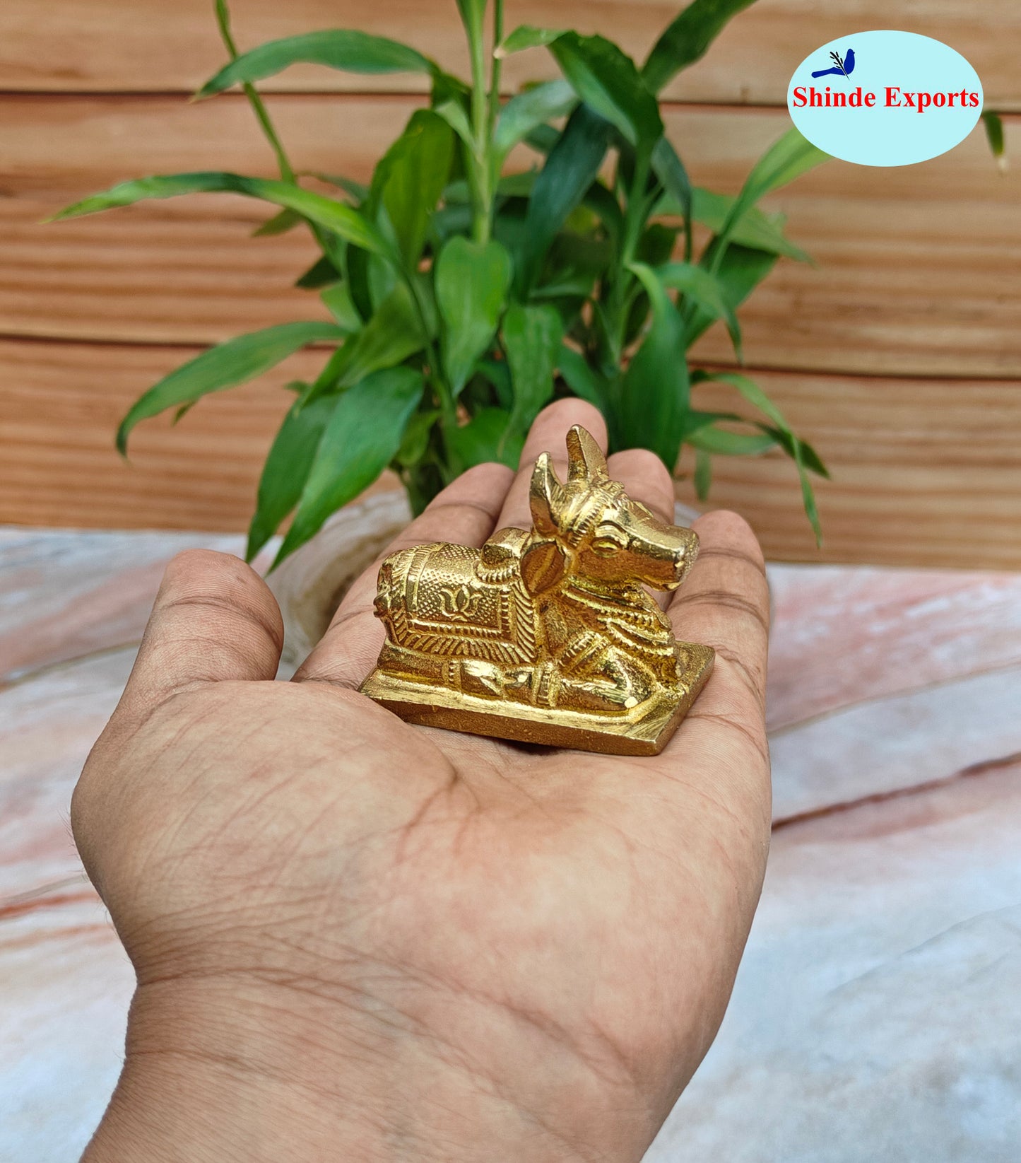SHINDE EXPORTS Small Brass Nandi Idol Statue vastu Bull murti for Pooja at mandir Home