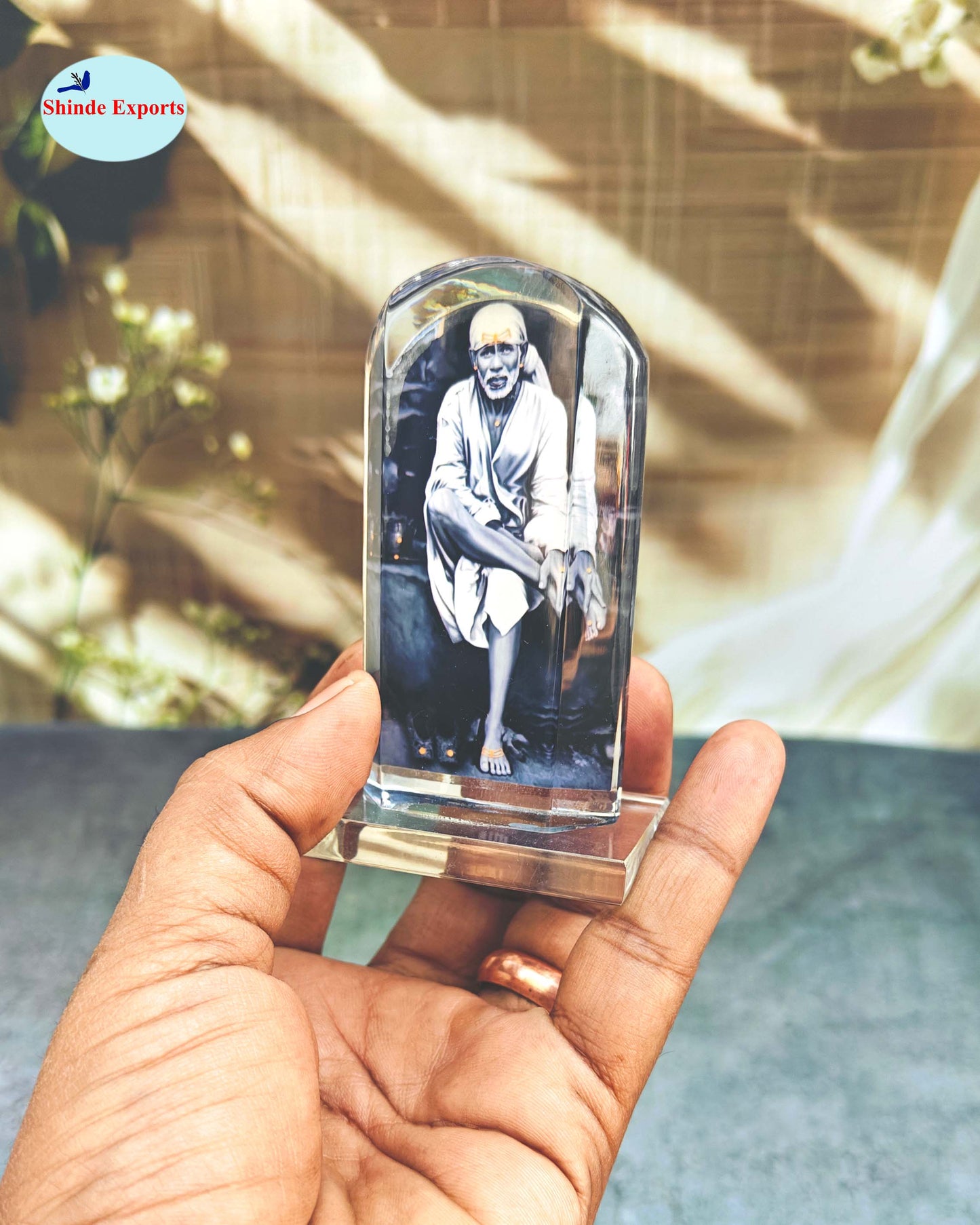 SHINDE EXPORTS shirdi Sai Baba car Dashboard Idol Cum Desk Stand 3.5 inches