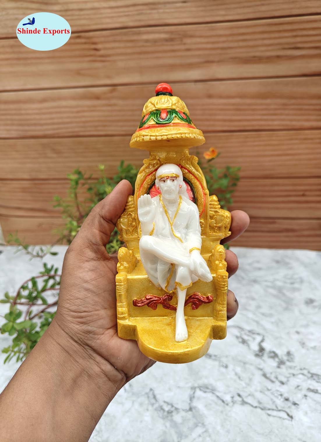 SHINDE EXPORTS shirdi saibaba Marble Idol Statue murti Home Murty for car