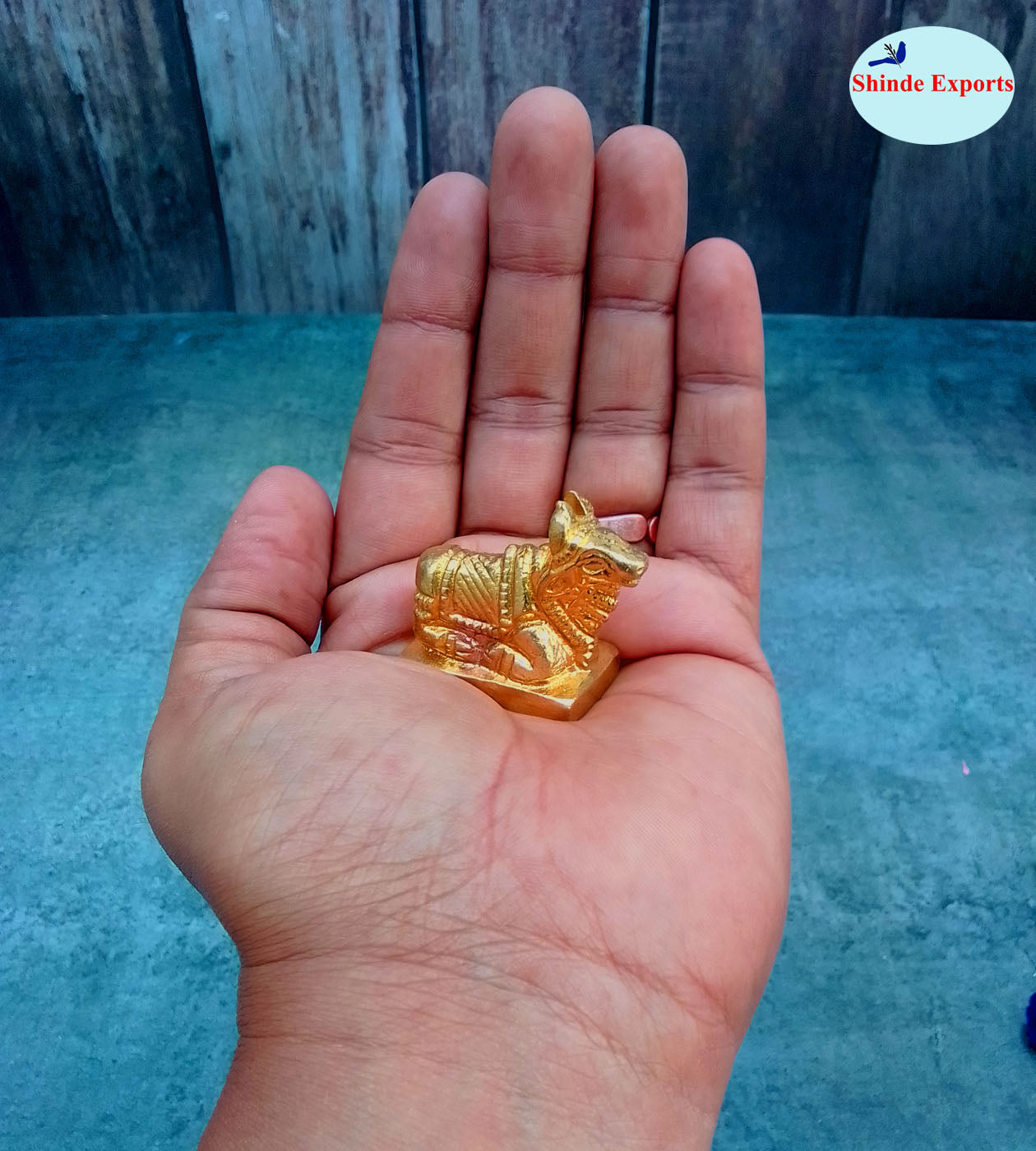 SHINDE EXPORTS Small Brass Nandi Idol Statue vastu Bull murti for Pooja at mandir Home