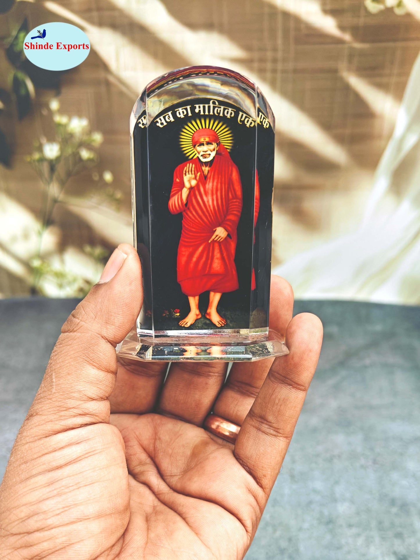 SHINDE EXPORTS shirdi Sai Baba car Dashboard Idol Cum Desk Stand 3.5 inches