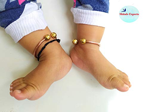 SHINDE EXPORTS Pure Copper Leg kada Anklet for New Born Baby boy Adjustable (0 to 1 Year)
