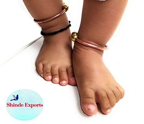 SHINDE EXPORTS Pure Copper Leg kada Anklet for New Born Baby boy Adjustable (0 to 1 Year)