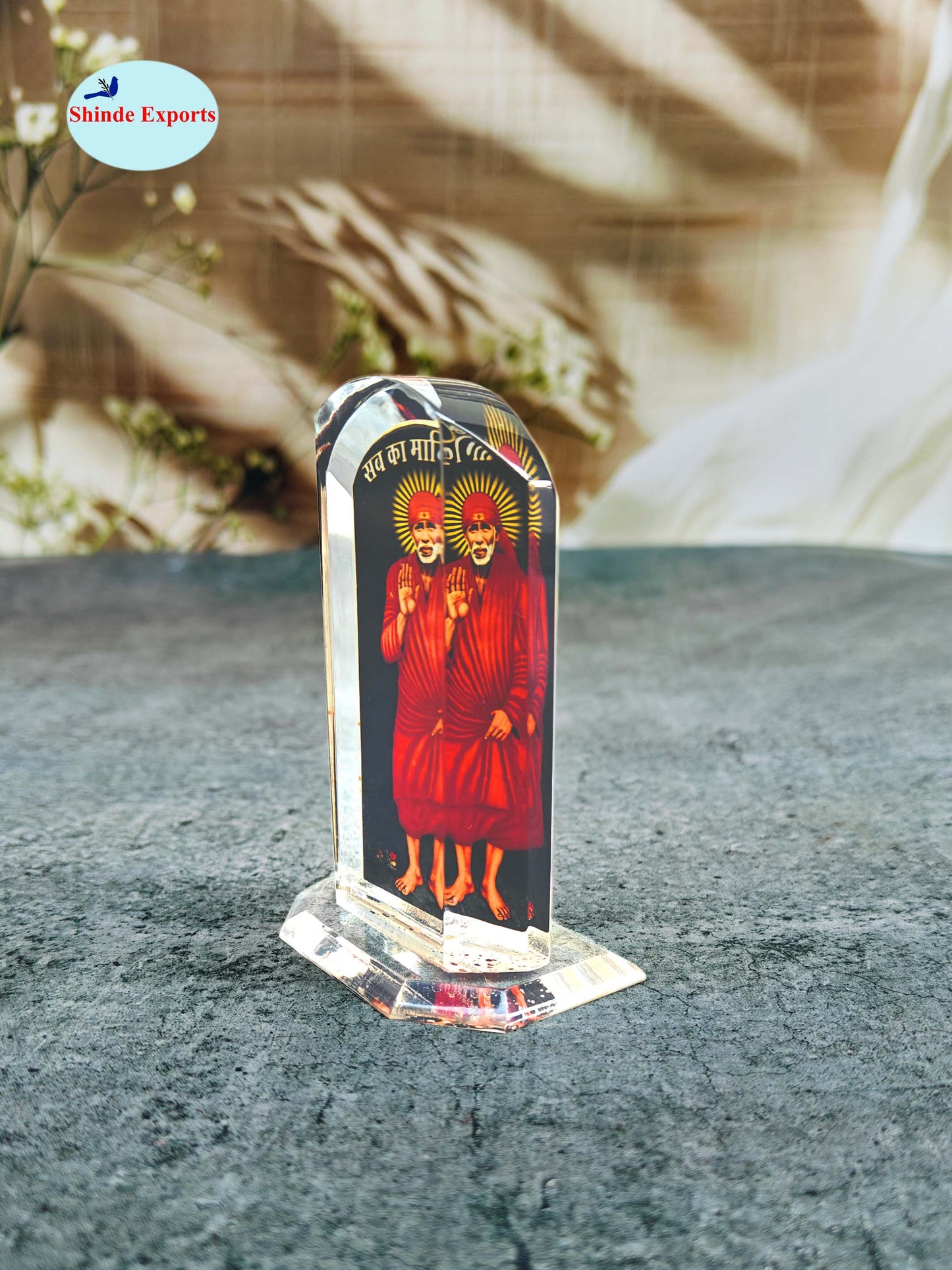 SHINDE EXPORTS shirdi Sai Baba car Dashboard Idol Cum Desk Stand 3.5 inches