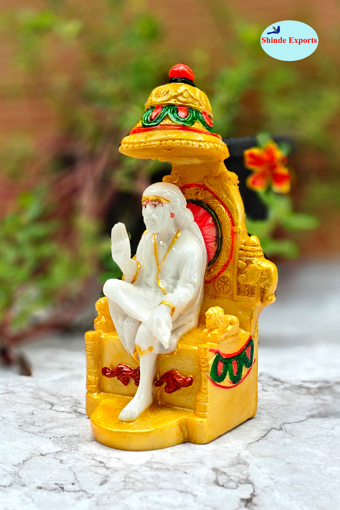 SHINDE EXPORTS shirdi saibaba Marble Idol Statue murti Home Murty for car