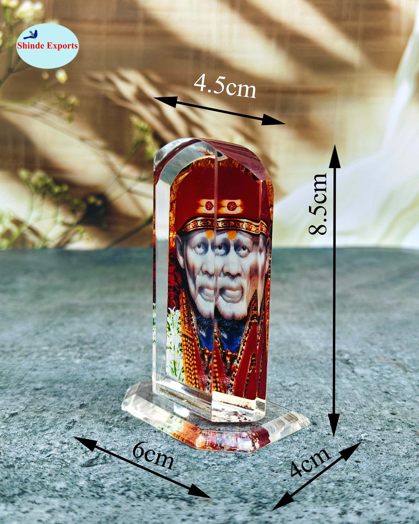 SHINDE EXPORTS shirdi Sai Baba car Dashboard Idol Cum Desk Stand 3.5 inches