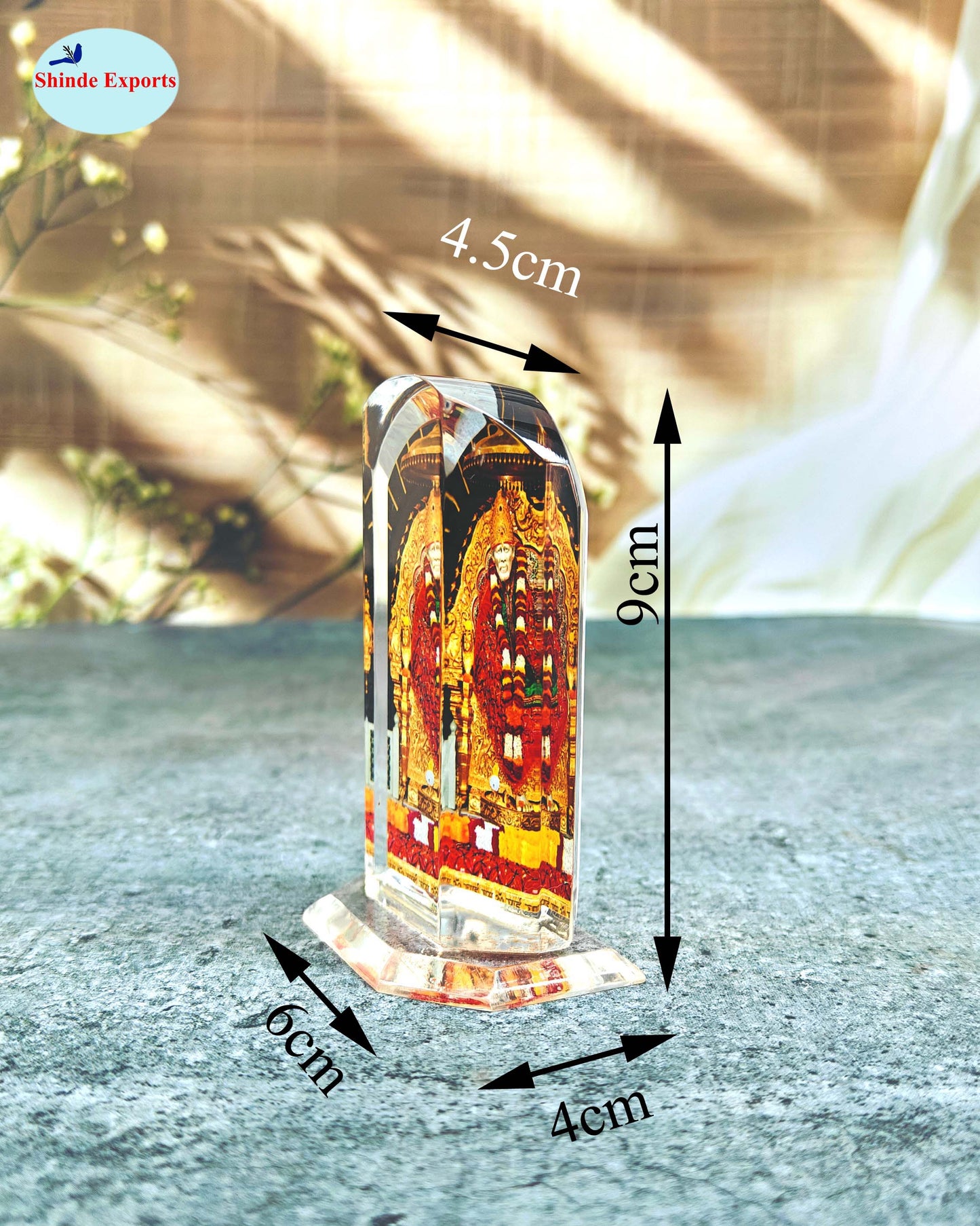SHINDE EXPORTS shirdi Sai Baba car Dashboard Idol Cum Desk Stand 3.5 inches