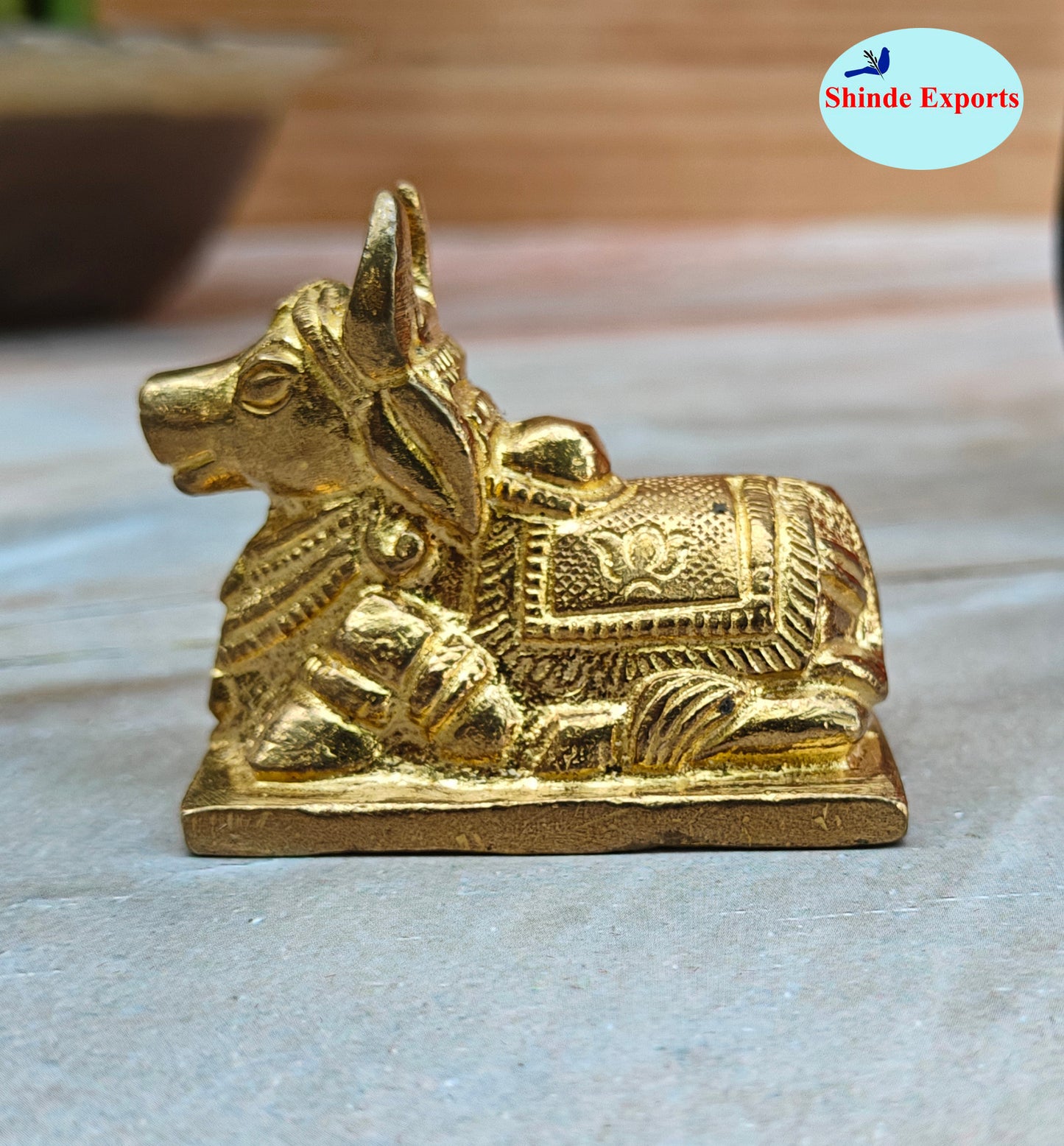 SHINDE EXPORTS Small Brass Nandi Idol Statue vastu Bull murti for Pooja at mandir Home